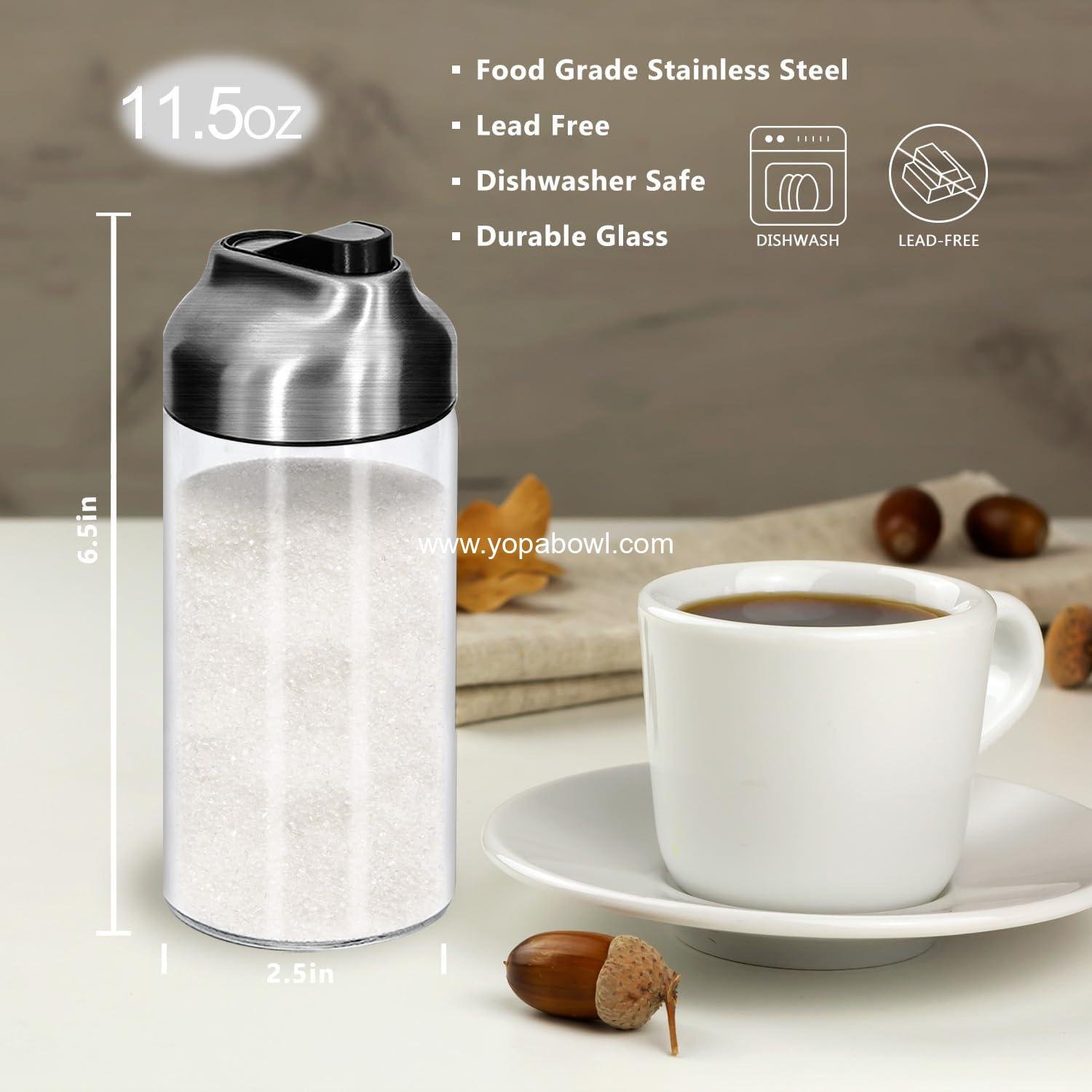 Wholesale 12 OZ Glass Sugar Dispenser with Pour Spout and Weighted Pourer for Coffee, Tea, and Baking - Factory
