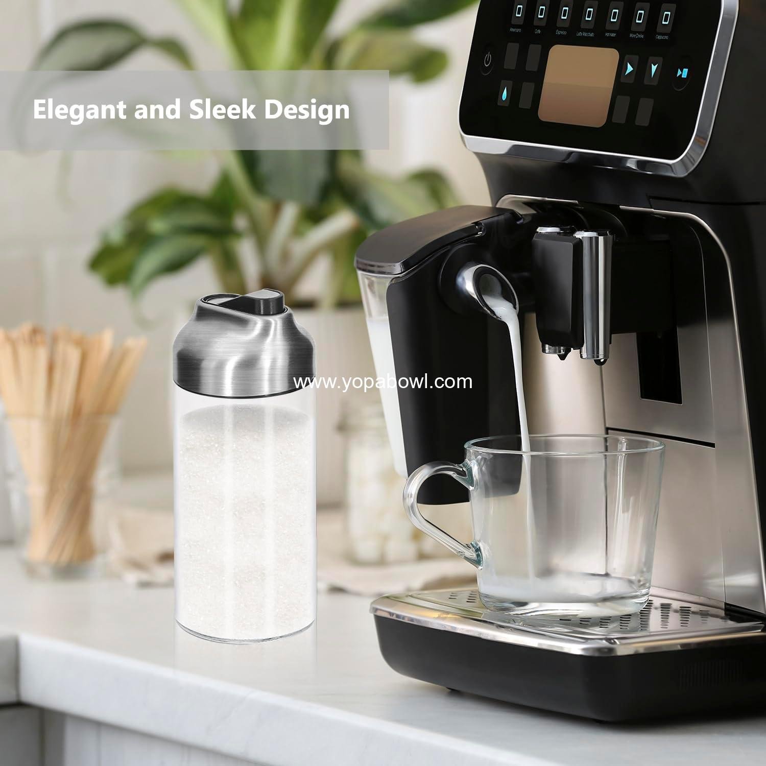 Wholesale 12 OZ Glass Sugar Dispenser with Pour Spout and Weighted Pourer for Coffee, Tea, and Baking - Factory