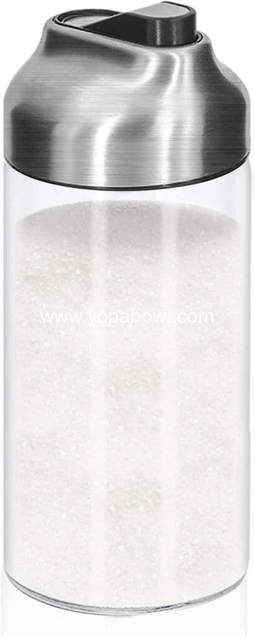 Aelga 12 OZ Glass Sugar Dispenser with Pour Spout, Weighted Pourer, for Coffee, Tea & Baking
