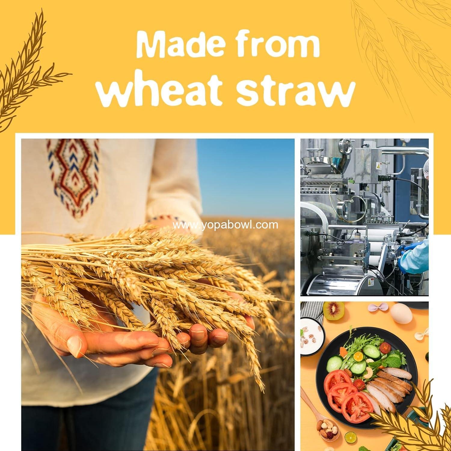 OEM 32-Piece Unbreakable Kitchen Plastic Wheat Straw Dinnerware Set, Service for 8 - Dinner Plate, Dessert Plate, Cereal Bowl, Cup, Essential for Apartment and Camping, Black Factory