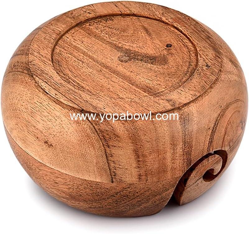 Wholesale Handmade Acacia Wood Yarn Bowl for Crocheting & Knitting, Perfect Birthday Gift for Mom & Knitting Lovers (6