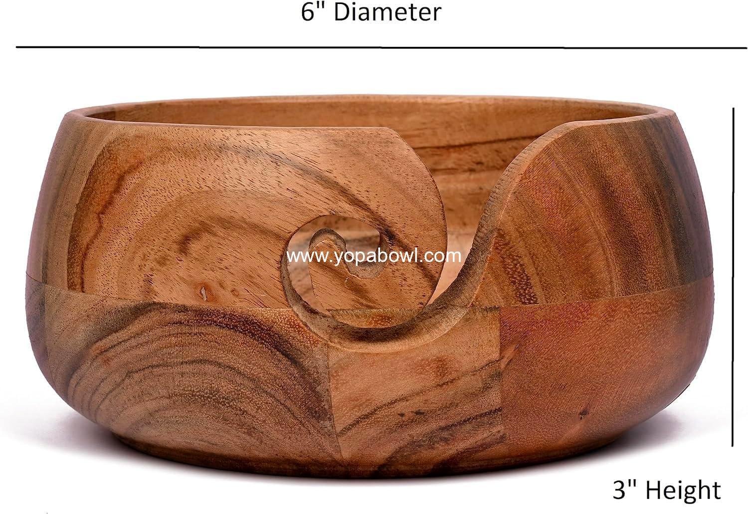 Wholesale Handmade Acacia Wood Yarn Bowl for Crocheting & Knitting, Perfect Birthday Gift for Mom & Knitting Lovers (6