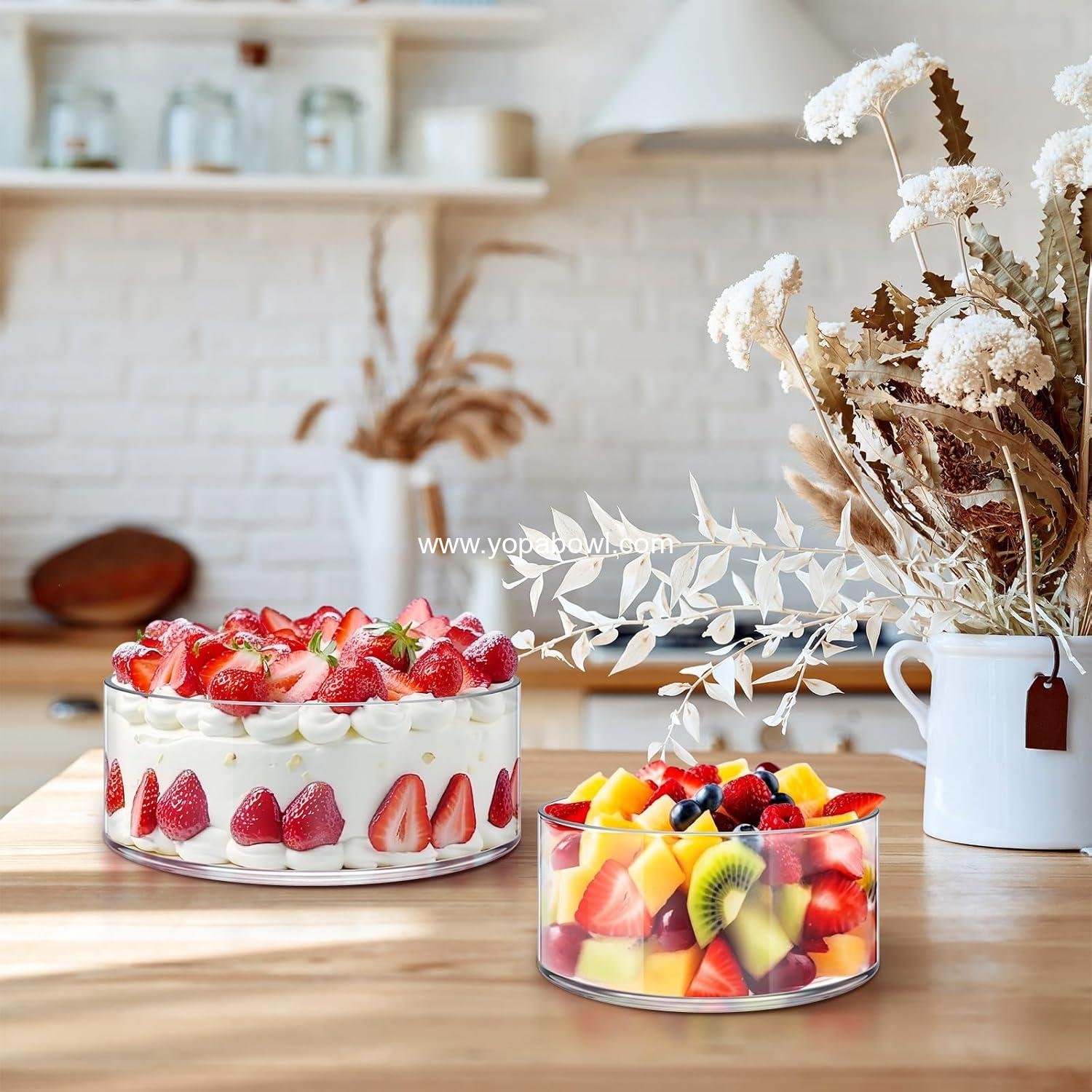 Wholesale 2 Pcs Large Glass Trifle Bowls 170oz & 100oz Clear Round Serving Containers for Salad, Fruit, Cakes, Dessert, and Ice Cream Display - Factory Wholesale 2 Pcs Large Glass Trifle Bowls 170oz & 100oz Clear Round Serving Containers for Salad, Fruit, Cakes, Dessert, and Ice Cream Display - Factory