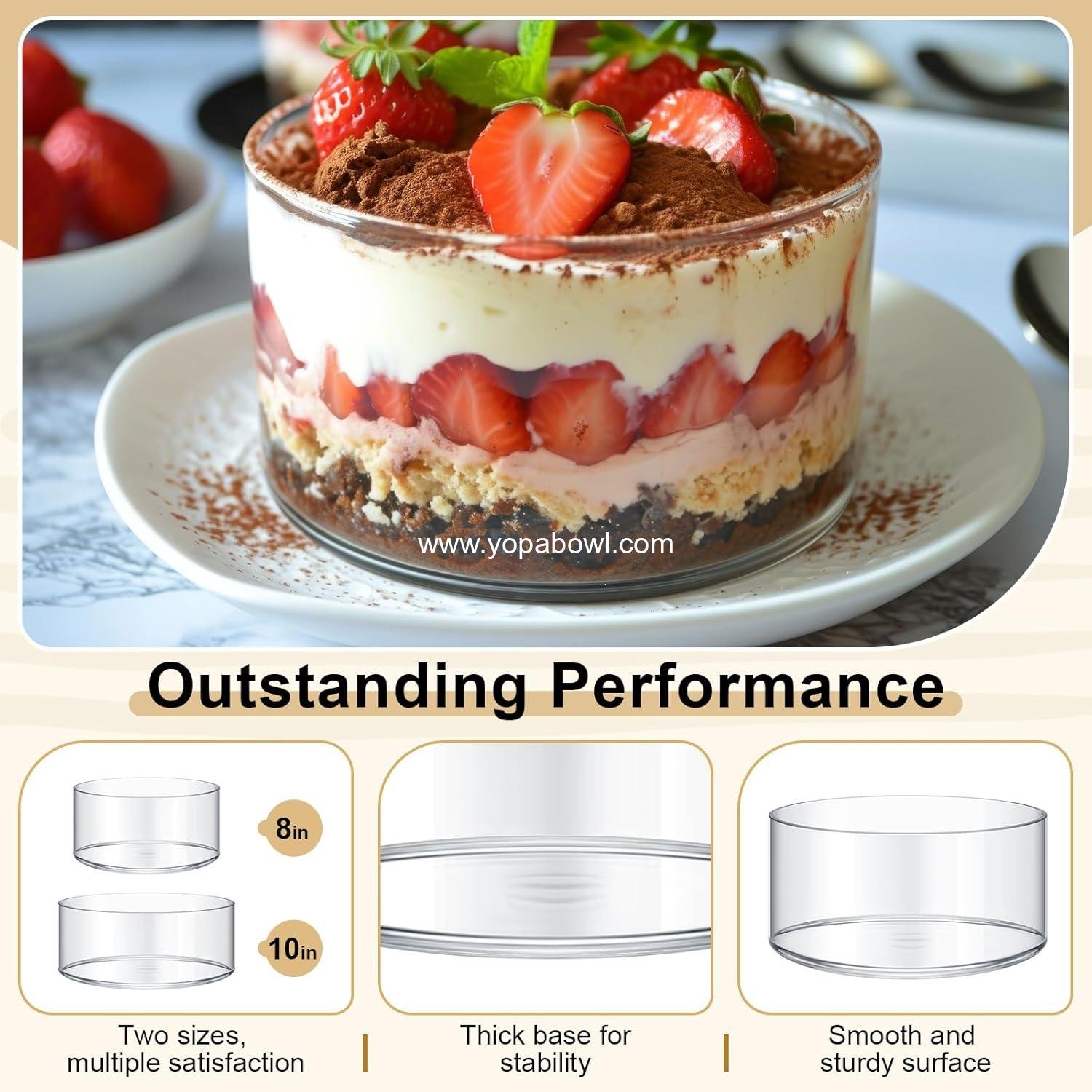 Wholesale 2 Pcs Large Glass Trifle Bowls 170oz & 100oz Clear Round Serving Containers for Salad, Fruit, Cakes, Dessert, and Ice Cream Display - Factory Wholesale 2 Pcs Large Glass Trifle Bowls 170oz & 100oz Clear Round Serving Containers for Salad, Fruit, Cakes, Dessert, and Ice Cream Display - Factory