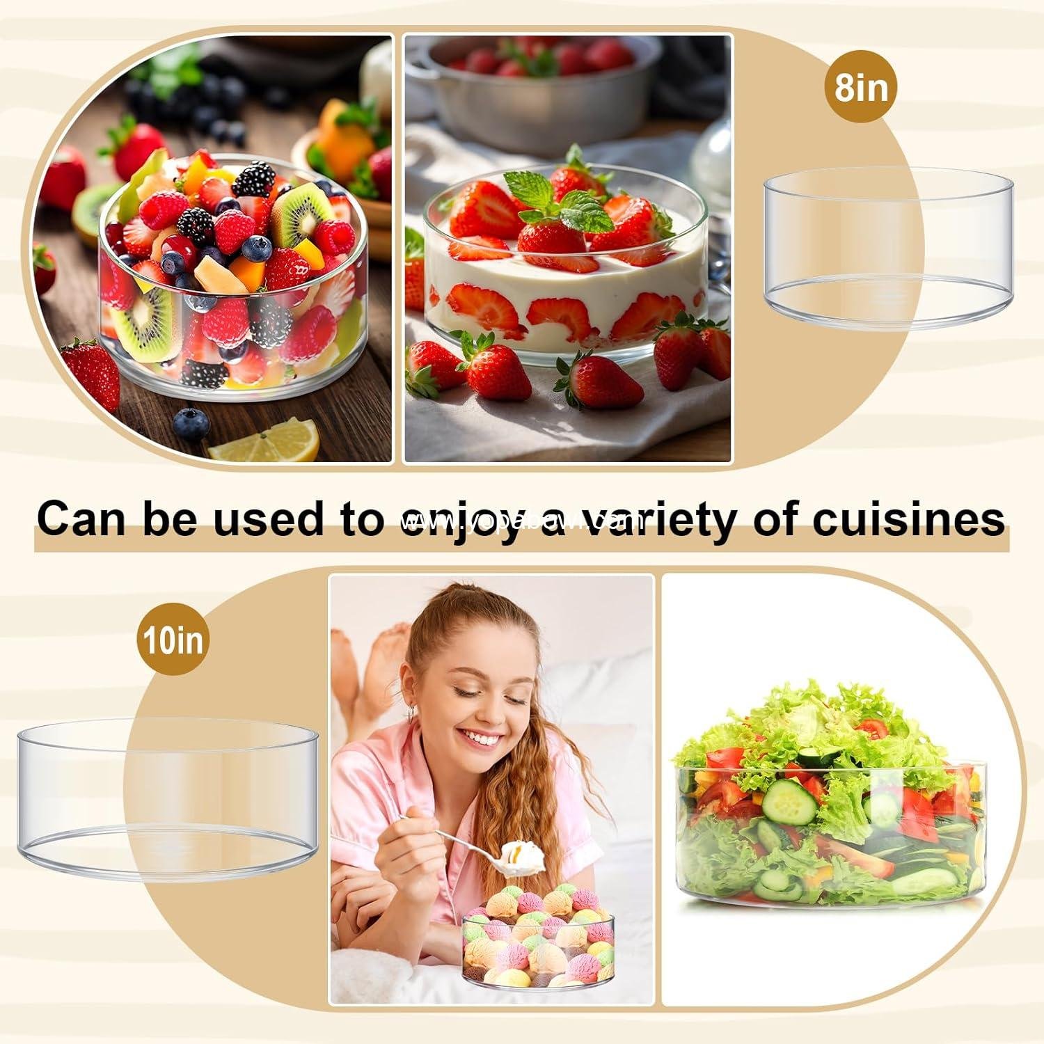 Wholesale 2 Pcs Large Glass Trifle Bowls 170oz & 100oz Clear Round Serving Containers for Salad, Fruit, Cakes, Dessert, and Ice Cream Display - Factory Wholesale 2 Pcs Large Glass Trifle Bowls 170oz & 100oz Clear Round Serving Containers for Salad, Fruit, Cakes, Dessert, and Ice Cream Display - Factory