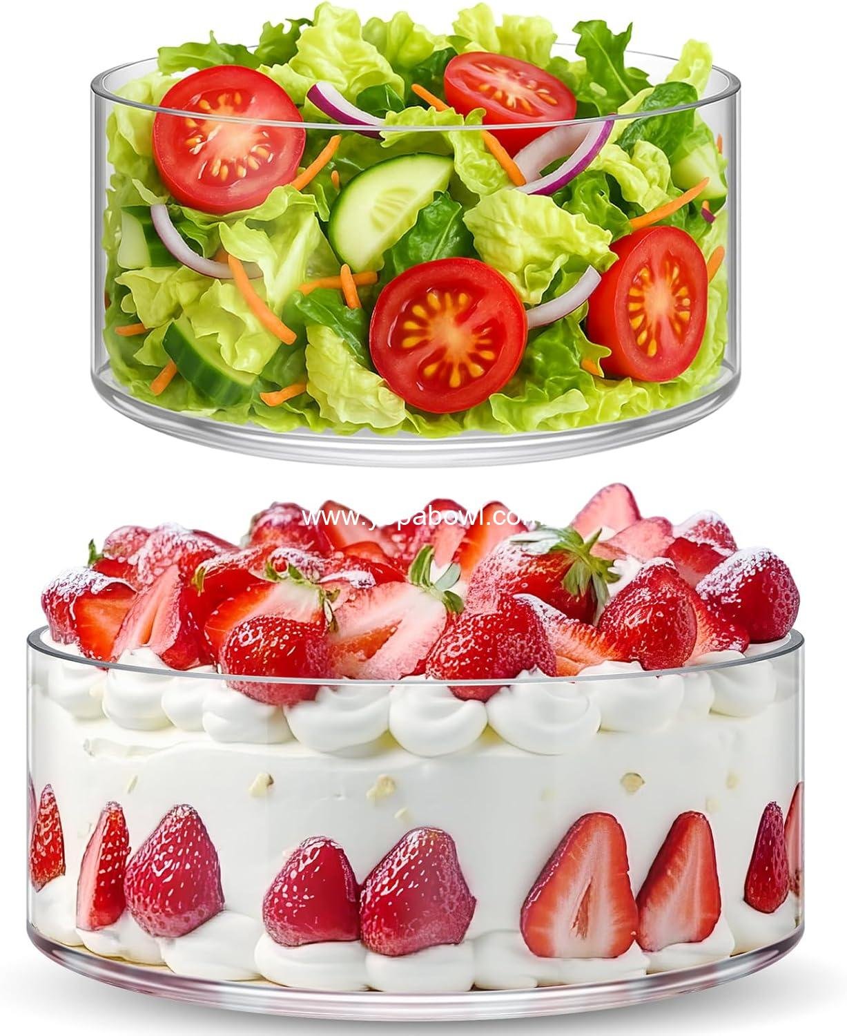 2 Pcs Large Glass Trifle Bowls Glass Salad Bowls 170oz 100oz Clear Round Serving Containers for Salad Fruit Cakes Large Mixing Dishes for Dessert Food Ice Cream Party Displays