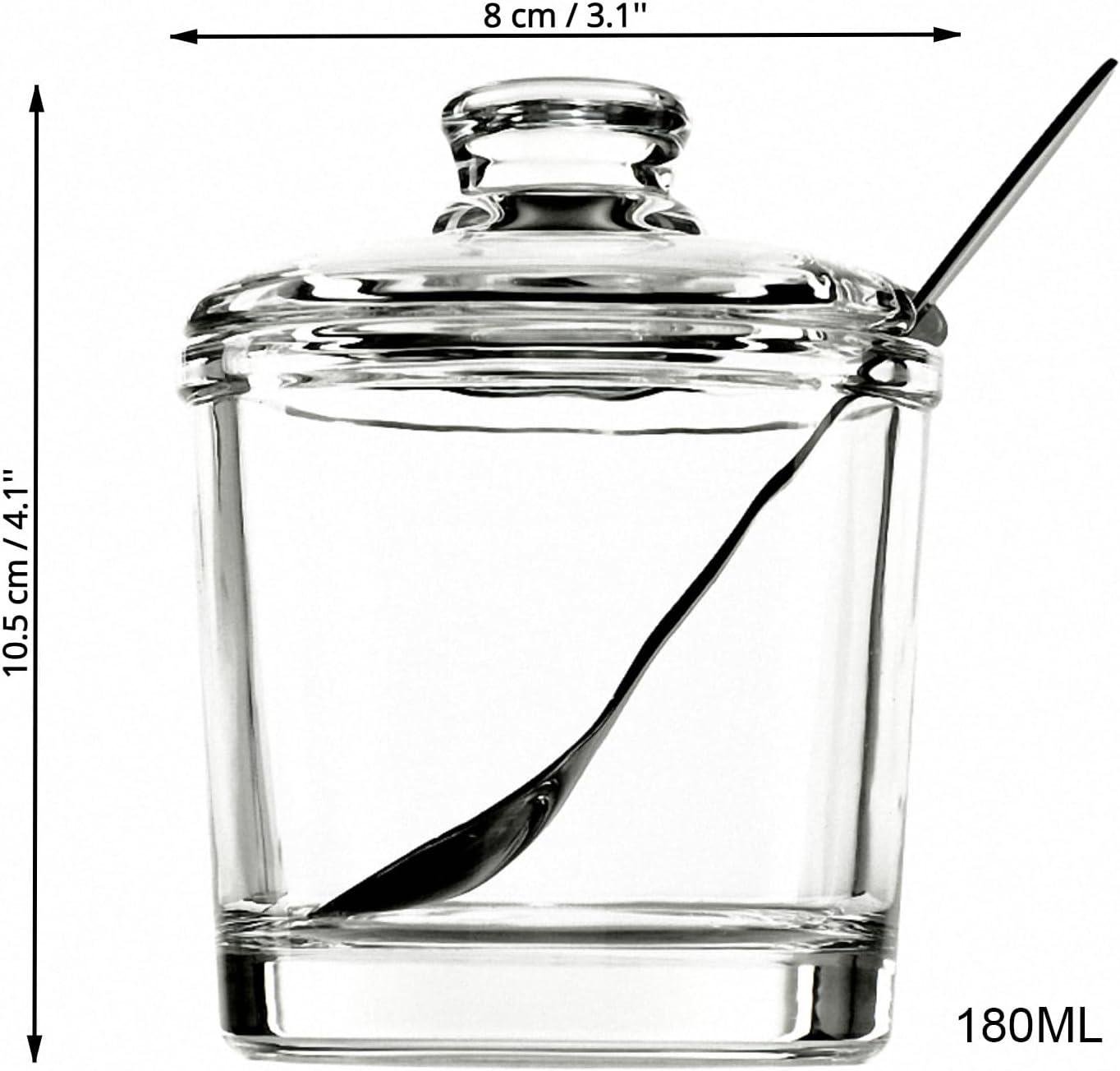 Wholesale Classic Clear Glass Sugar Bowl with Lid and Spoon - Storage Jar for Salt, Pepper, and Spices - Condiment Holder for Home Kitchen - Factory