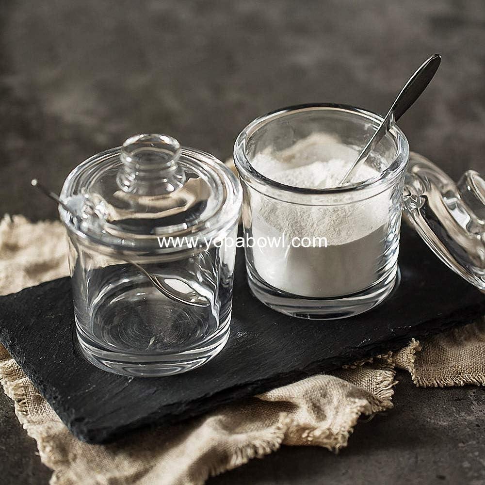 Wholesale Classic Clear Glass Sugar Bowl with Lid and Spoon - Storage Jar for Salt, Pepper, and Spices - Condiment Holder for Home Kitchen - Factory