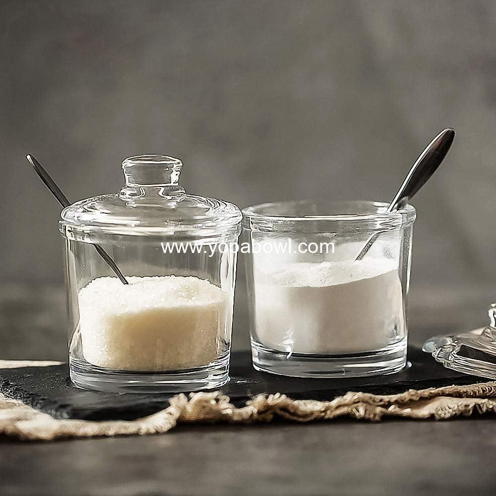 Wholesale Classic Clear Glass Sugar Bowl with Lid and Spoon - Storage Jar for Salt, Pepper, and Spices - Condiment Holder for Home Kitchen - Factory