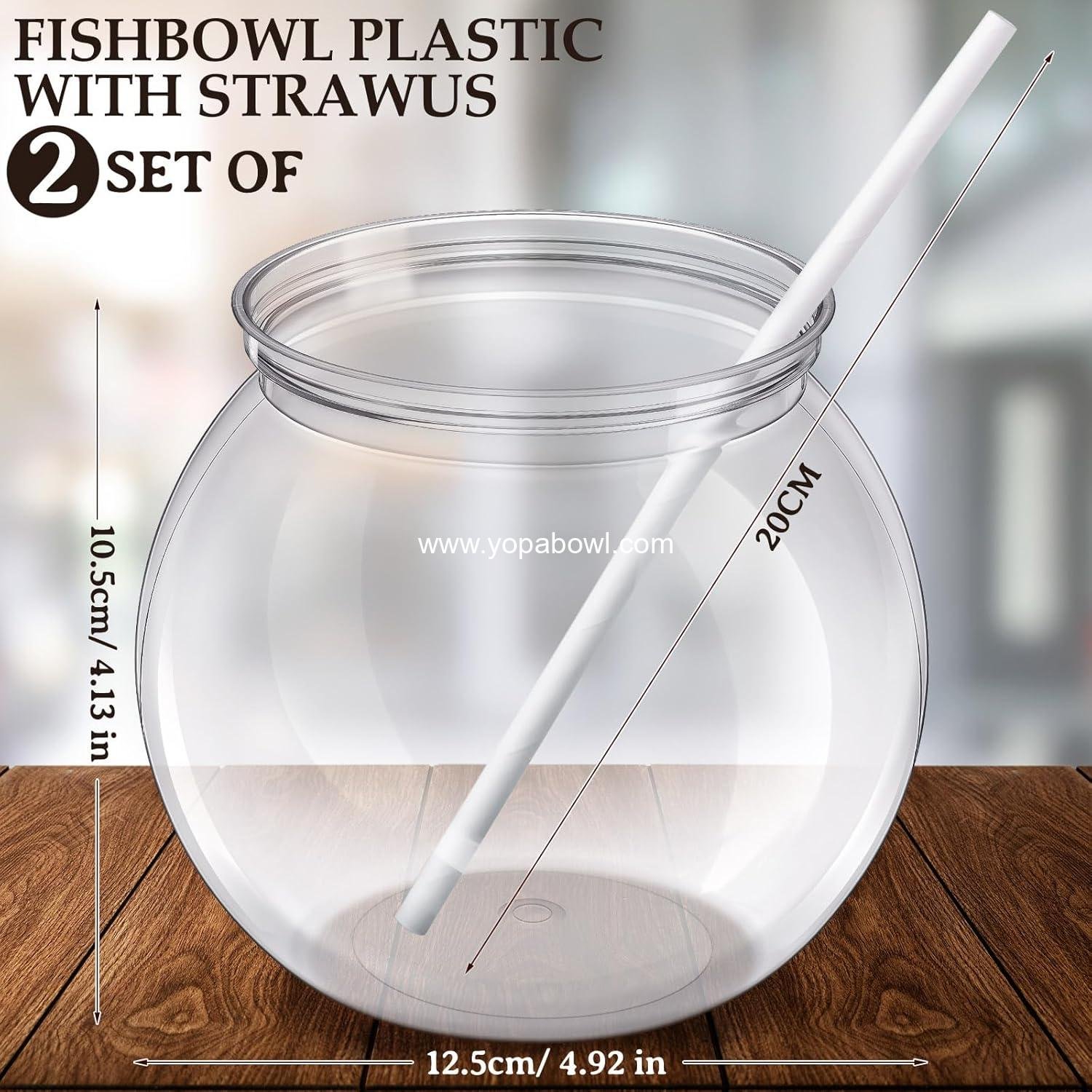 Wholesale 24 Pcs Clear Fish Bowls with Straws, Ball Shape Plastic Drink Cups, Unbreakable 27 oz for Summer Parties, Christmas Candy Table Centerpieces, Party Favors, Factory