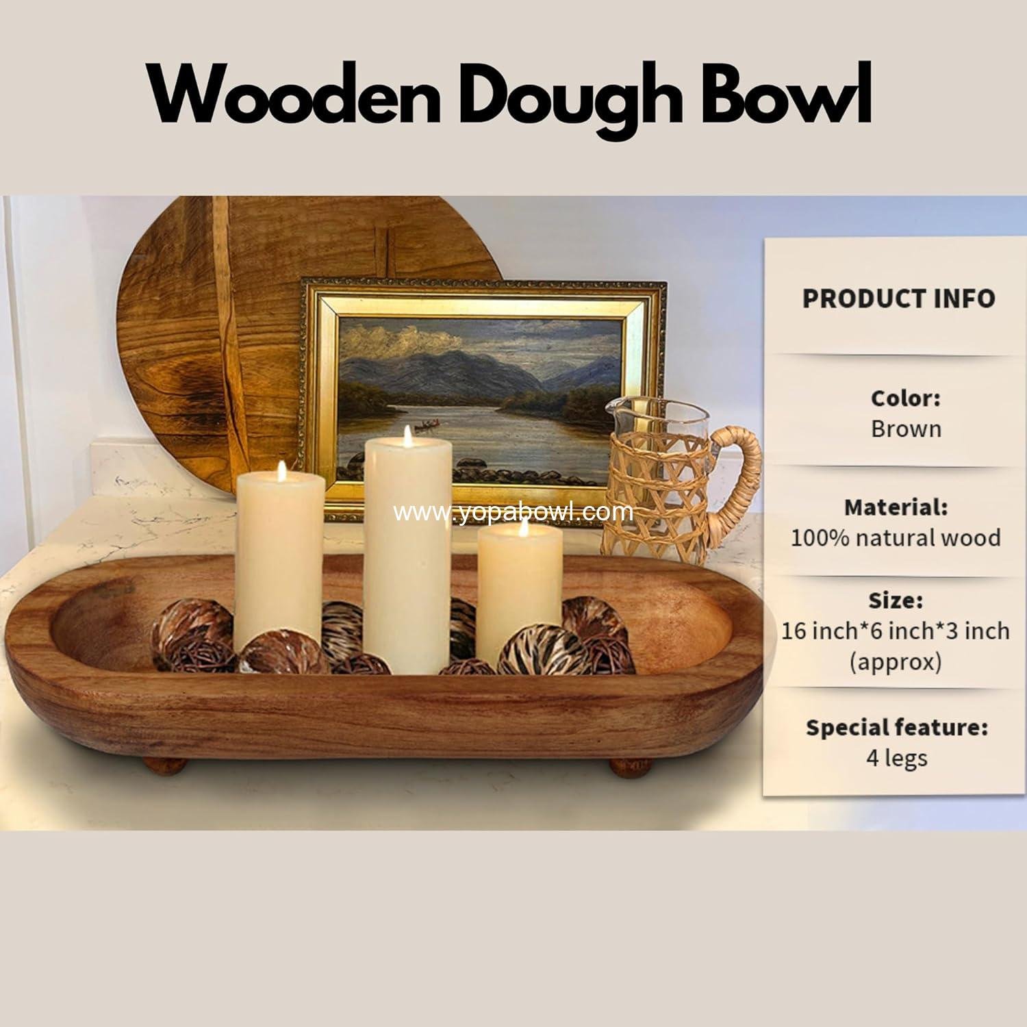 Wholesale Rustic Handcrafted Wooden Dough Bowl - Decorative Centerpiece with Four-Legged Base, Organic Modern Style for Home Kitchen Decor Factory Wholesale Rustic Handcrafted Wooden Dough Bowl - Decorative Centerpiece with Four-Legged Base, Organic Modern Style for Home Kitchen Decor Factory