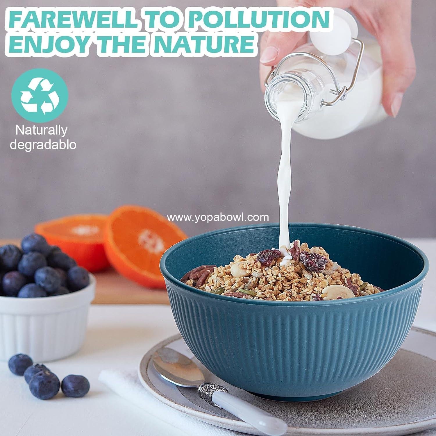 Wholesale Unbreakable Cereal Bowls 24 oz - Set of 6 Lightweight Plastic Bowls Made from Wheat Straw Fiber, Ideal for Salad, Soup, Ramen, Noodles, Oatmeal, Rice, and Snacks - Factory