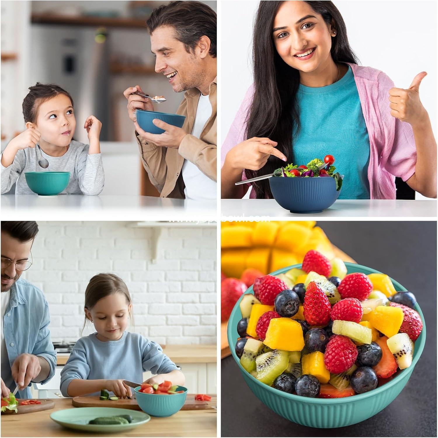 Wholesale Unbreakable Cereal Bowls 24 oz - Set of 6 Lightweight Plastic Bowls Made from Wheat Straw Fiber, Ideal for Salad, Soup, Ramen, Noodles, Oatmeal, Rice, and Snacks - Factory