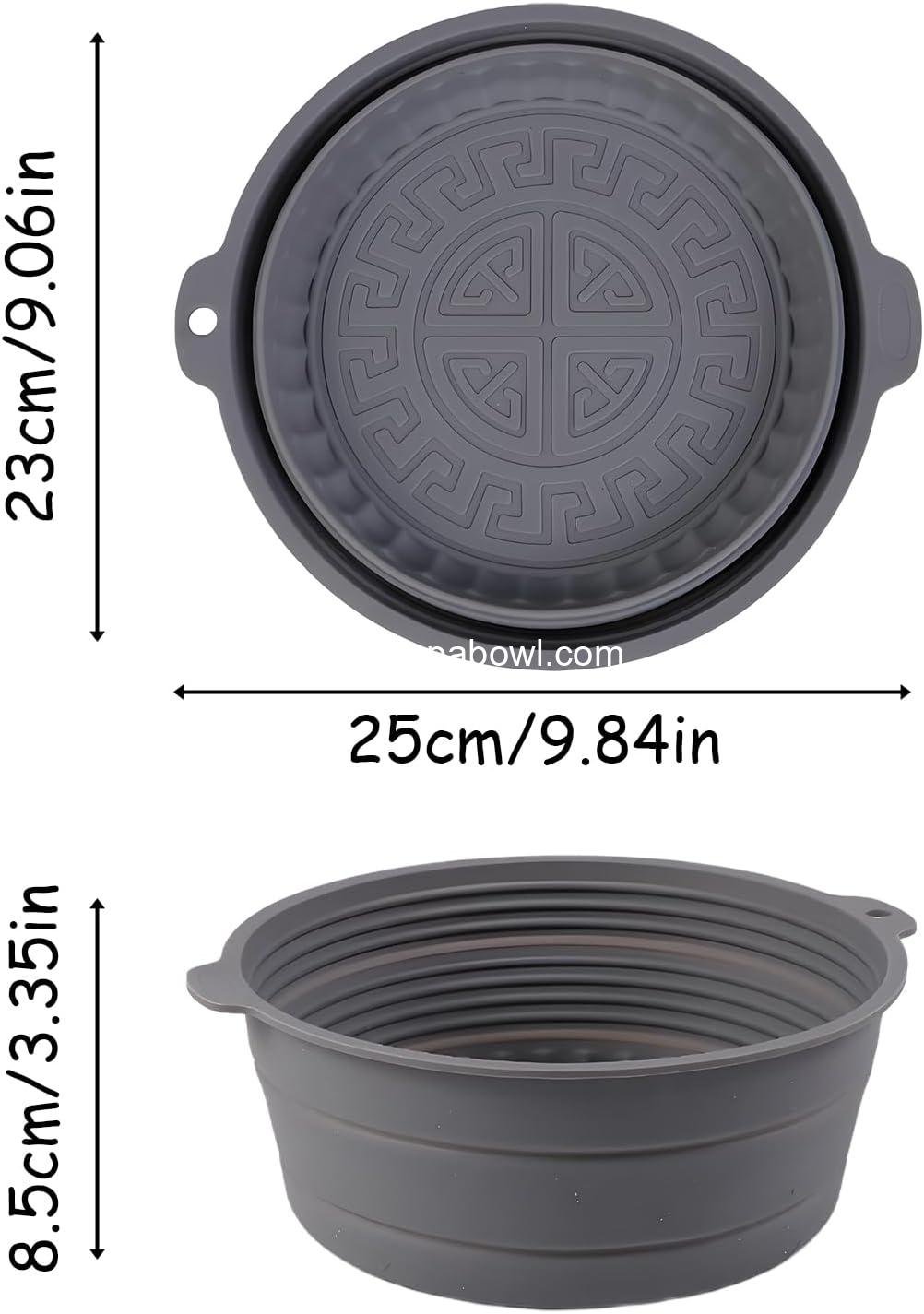 OEM Collapsible Silicone Mixing Bowl - Food-Grade Foldable Container, Large for Camping and Hiking, Grey, 5.5L - Factory