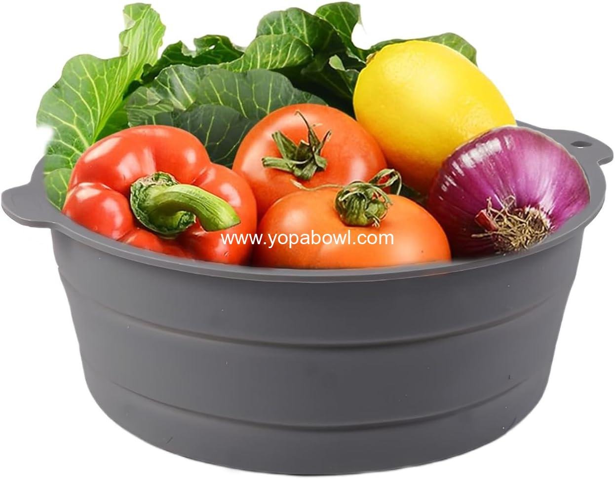 Collapsible Silicone Mixing Bowl, Food-Grade Foldable Travel Container, Large Collapsible Bowls for Camping Outdoor Hiking Storage Mixing, Grey (pot QY104)