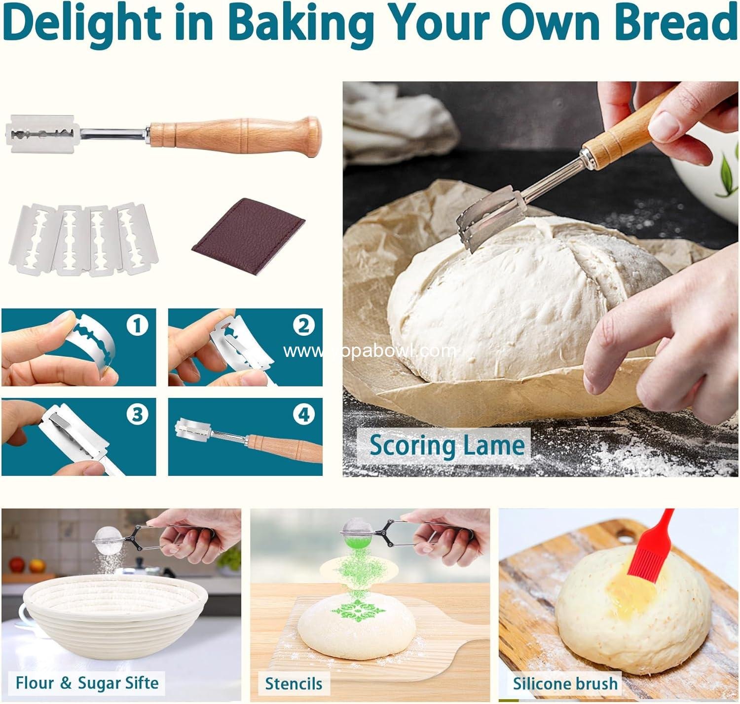 Wholesale 28Pcs Sourdough Bread Baking Supplies, 10'' Round & 10'' Oval Banneton Proofing Baskets with Liners, Starter Tool Kit for Sourdough Rising and Baking, Manufacturer Wholesale 28Pcs Sourdough Bread Baking Supplies, 10'' Round & 10'' Oval Banneton Proofing Baskets with Liners, Starter Tool Kit for Sourdough Rising and Baking, Manufacturer