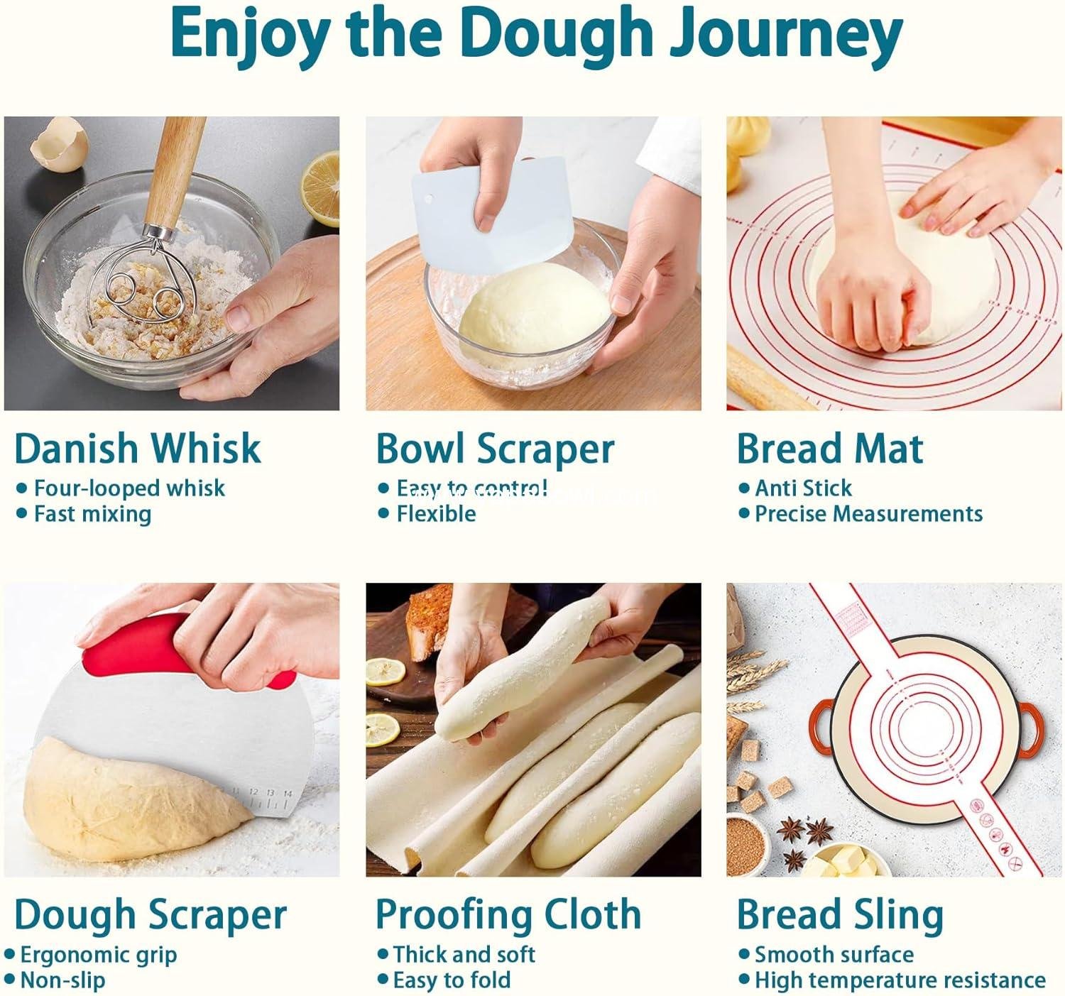 Wholesale 28Pcs Sourdough Bread Baking Supplies, 10'' Round & 10'' Oval Banneton Proofing Baskets with Liners, Starter Tool Kit for Sourdough Rising and Baking, Manufacturer Wholesale 28Pcs Sourdough Bread Baking Supplies, 10'' Round & 10'' Oval Banneton Proofing Baskets with Liners, Starter Tool Kit for Sourdough Rising and Baking, Manufacturer