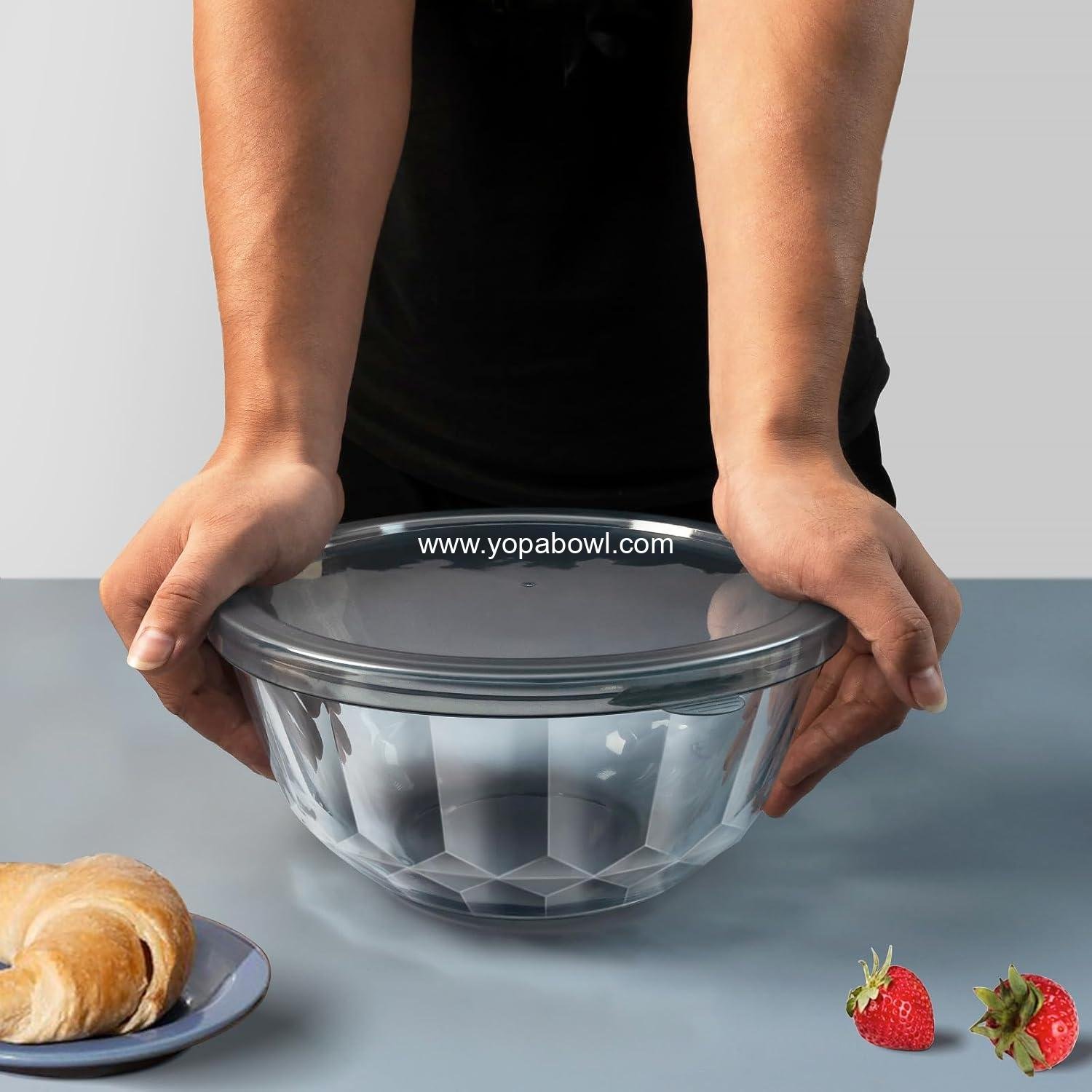 Wholesale Mixing Bowls with Airtight Lids Set - 5 Thick Glass Nesting Bowls for Kitchen Baking and Meal Prep, BPA Free, Dishwasher Safe, Sizes: 0.5 Qt, 0.8 Qt, 1.6 Qt, 2.7 Qt, 4.4 Qt, Factory