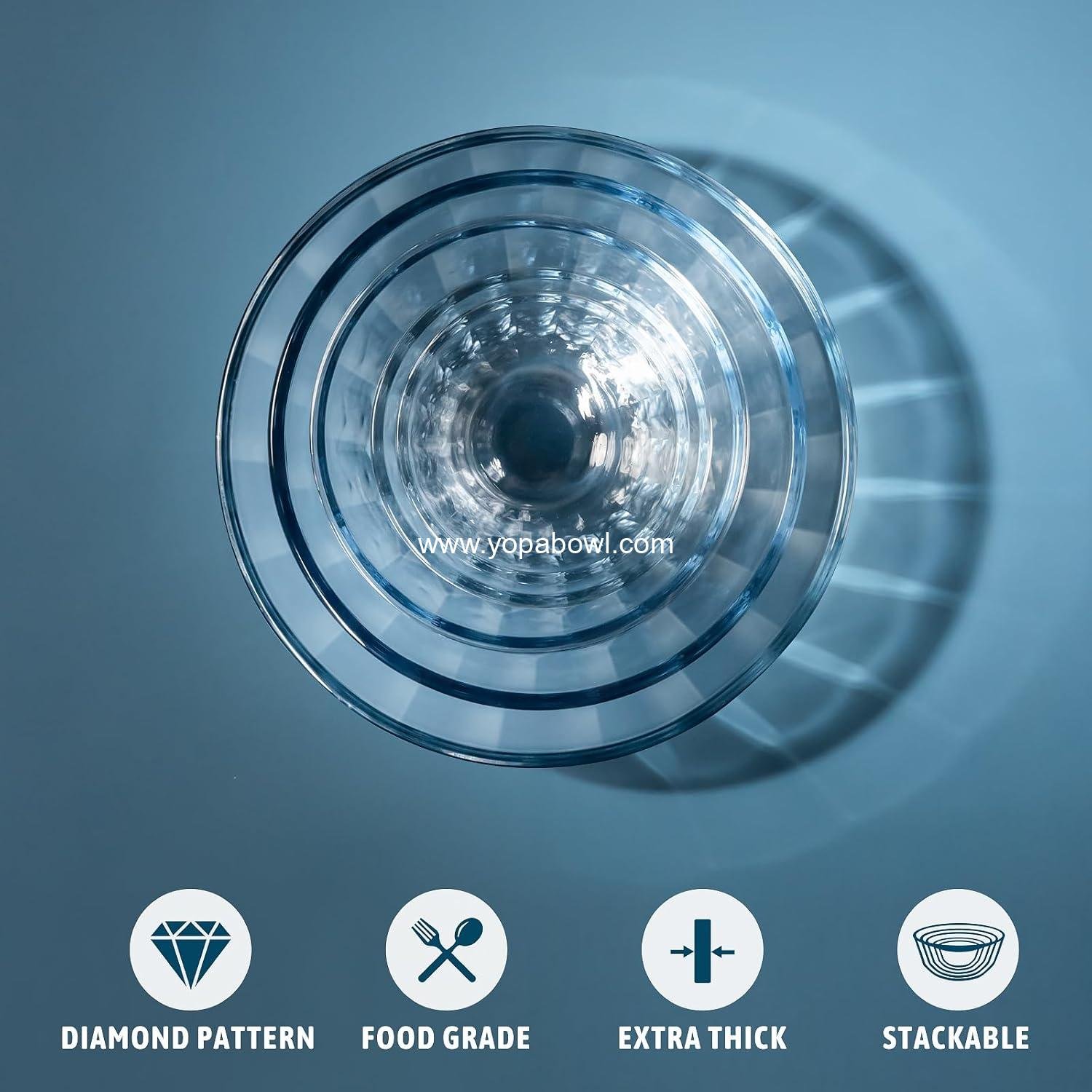 Wholesale Mixing Bowls with Airtight Lids Set - 5 Thick Glass Nesting Bowls for Kitchen Baking and Meal Prep, BPA Free, Dishwasher Safe, Sizes: 0.5 Qt, 0.8 Qt, 1.6 Qt, 2.7 Qt, 4.4 Qt, Factory