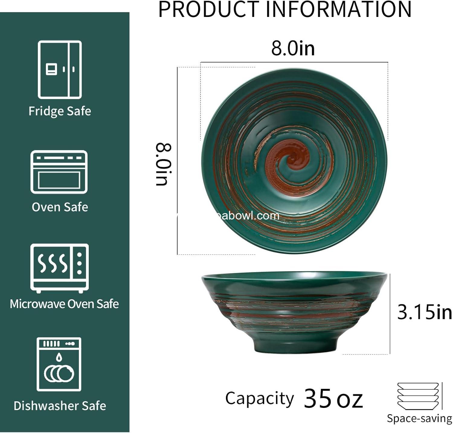 Wholesale Ceramic Ramen Bowls Set of 4 - 35 oz Large Japanese Style Serving Bowls for Udon, Soba, Pho, Pasta, Asian Soup Noodles - Great Housewarming Gift Factory