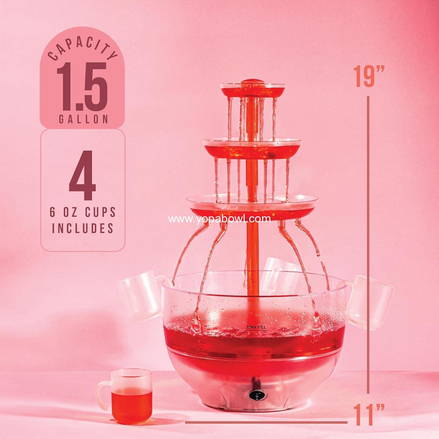 Wholesale 1.5 Gal 3 Tier Punch Bowl Drink Fountain - LED Base, 4 Reusable Cups - Drink Dispenser for Juice, Punch, Pani Puri - Party Hosting Supply Manufacturer Wholesale 1.5 Gal 3 Tier Punch Bowl Drink Fountain - LED Base, 4 Reusable Cups - Drink Dispenser for Juice, Punch, Pani Puri - Party Hosting Supply Manufacturer