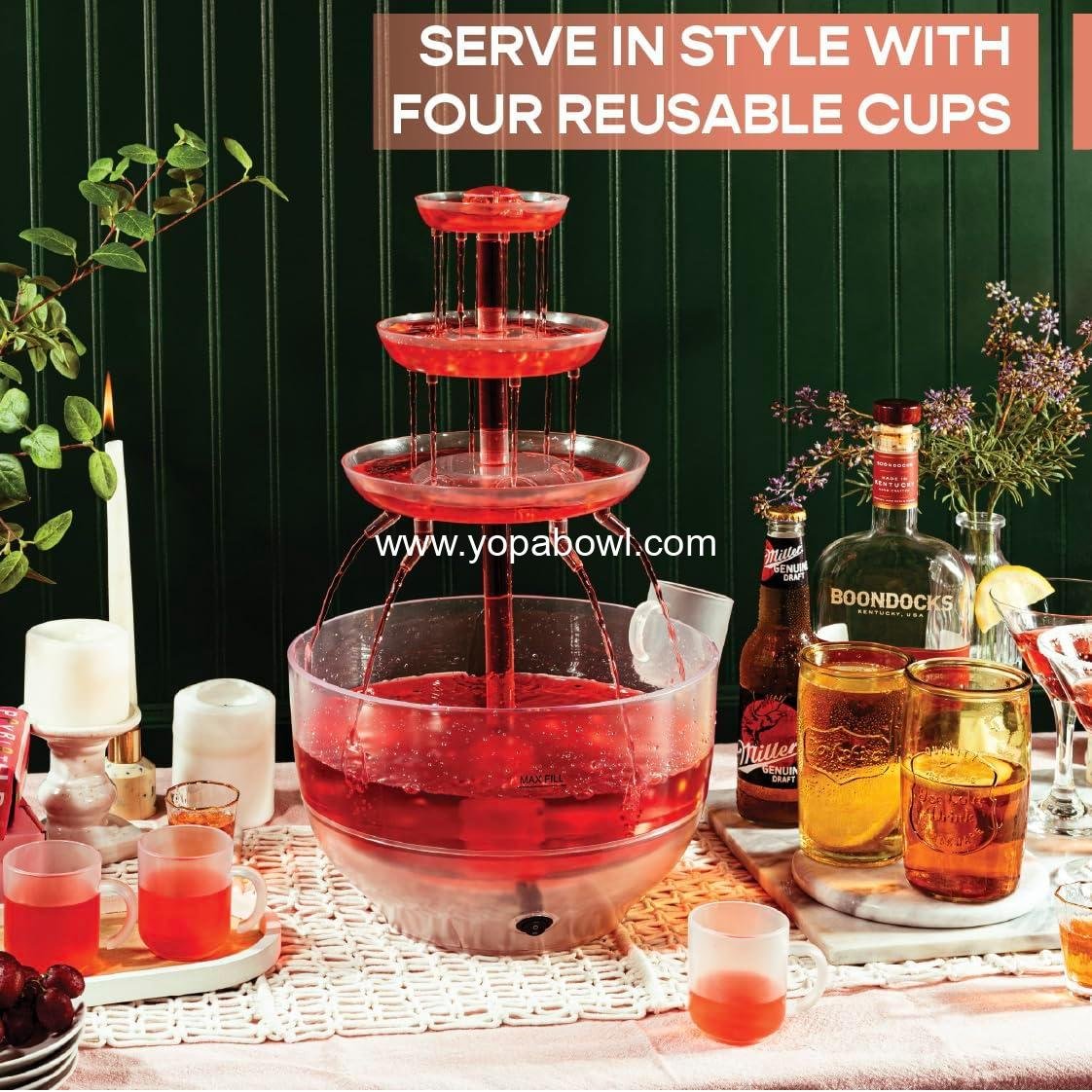 Wholesale 1.5 Gal 3 Tier Punch Bowl Drink Fountain - LED Base, 4 Reusable Cups - Drink Dispenser for Juice, Punch, Pani Puri - Party Hosting Supply Manufacturer Wholesale 1.5 Gal 3 Tier Punch Bowl Drink Fountain - LED Base, 4 Reusable Cups - Drink Dispenser for Juice, Punch, Pani Puri - Party Hosting Supply Manufacturer