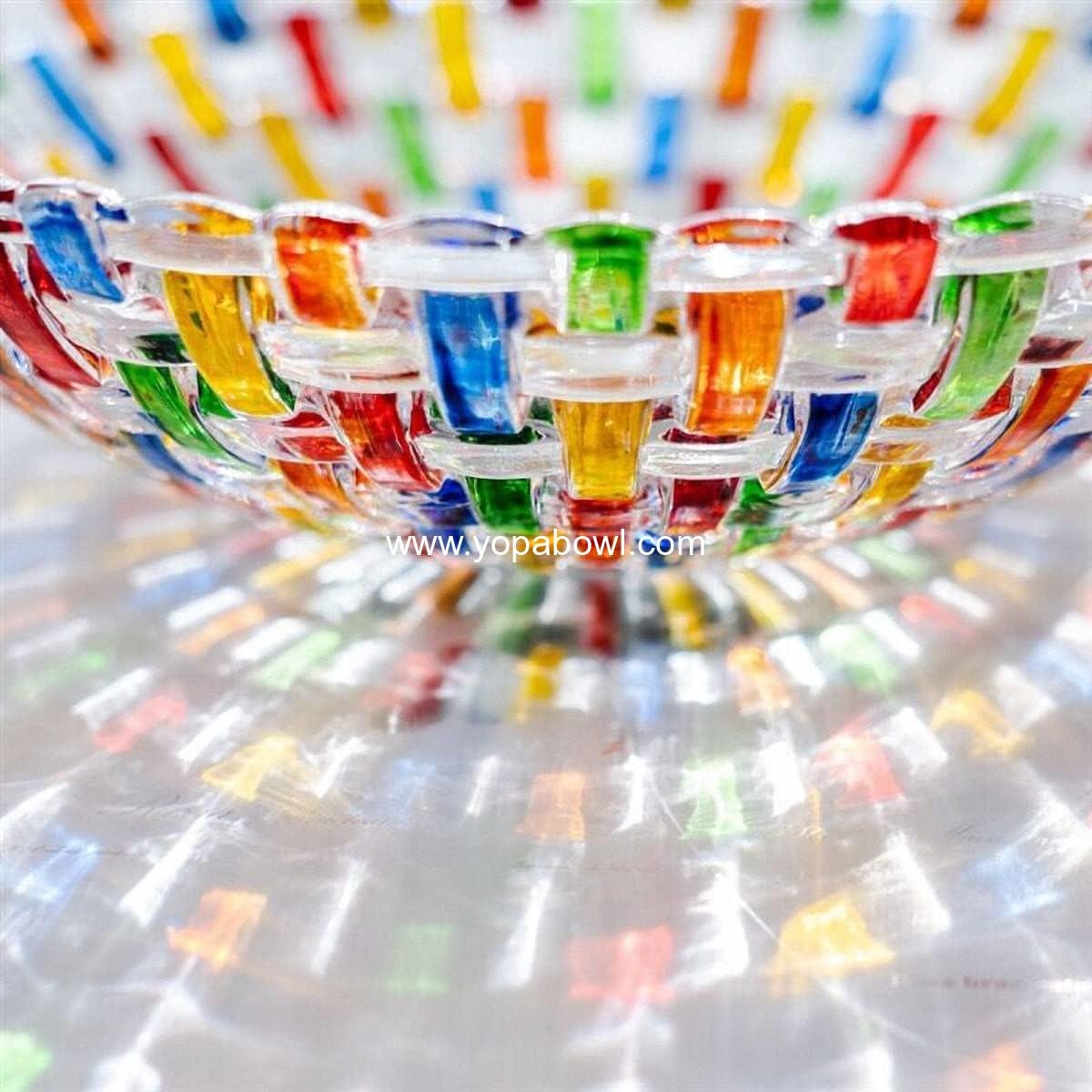 Wholesale Hand Painted Colorful Woven Glass Crystal Salad & Fruit Bowl Decoration Centerpiece for Home Office Wedding Decor, Fruit Snack Dessert Server Factory