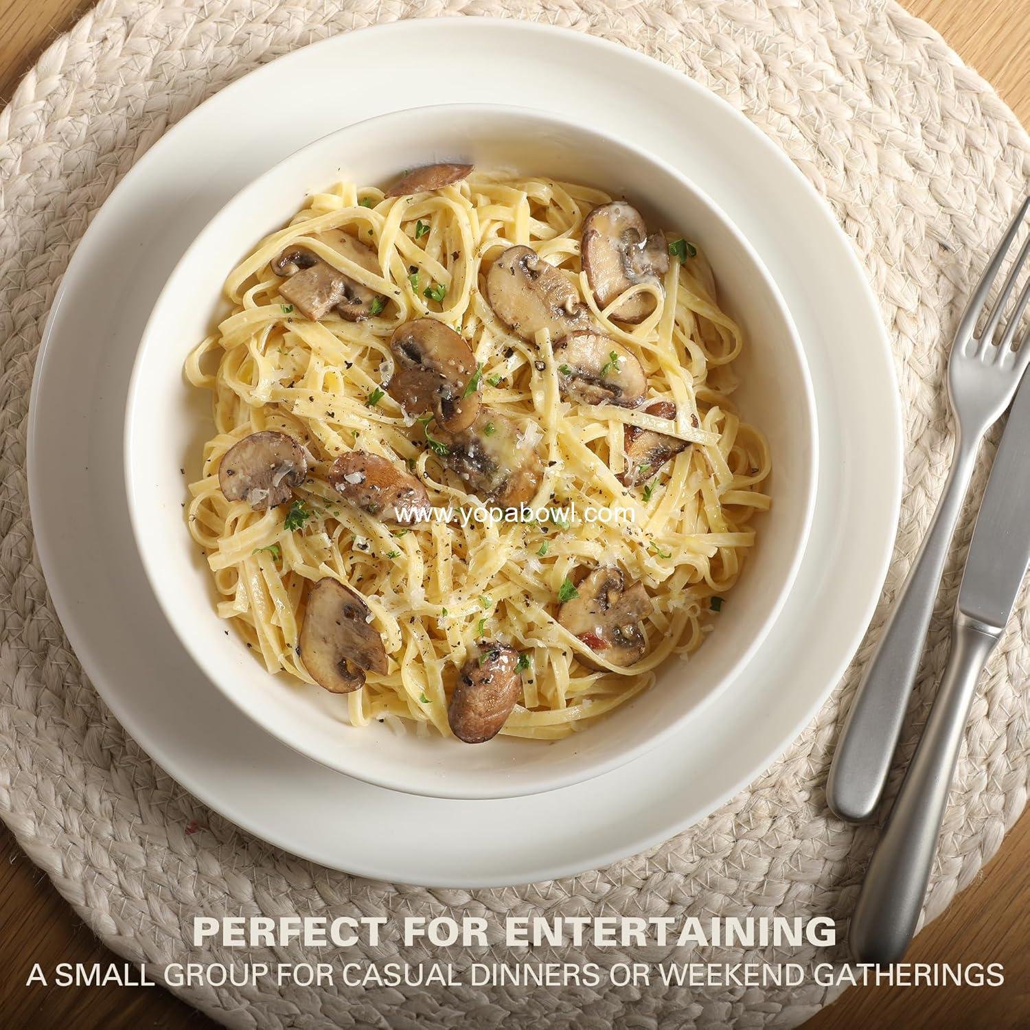 Wholesale Chip and Scratch Resistant Porcelain Dinnerware Set, Service for 4 (16pcs), Ceramic Plates and Bowls, White - Microwave and Dishwasher Safe, Factory