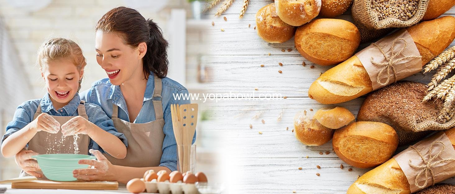 Wholesale Upgraded 9 Inch Round Silicone Sourdough Bread Proofing Basket with Handles - Reinforced Rim Support, Foldable, Oven & Dishwasher Safe, BPA Free (Green) Factory