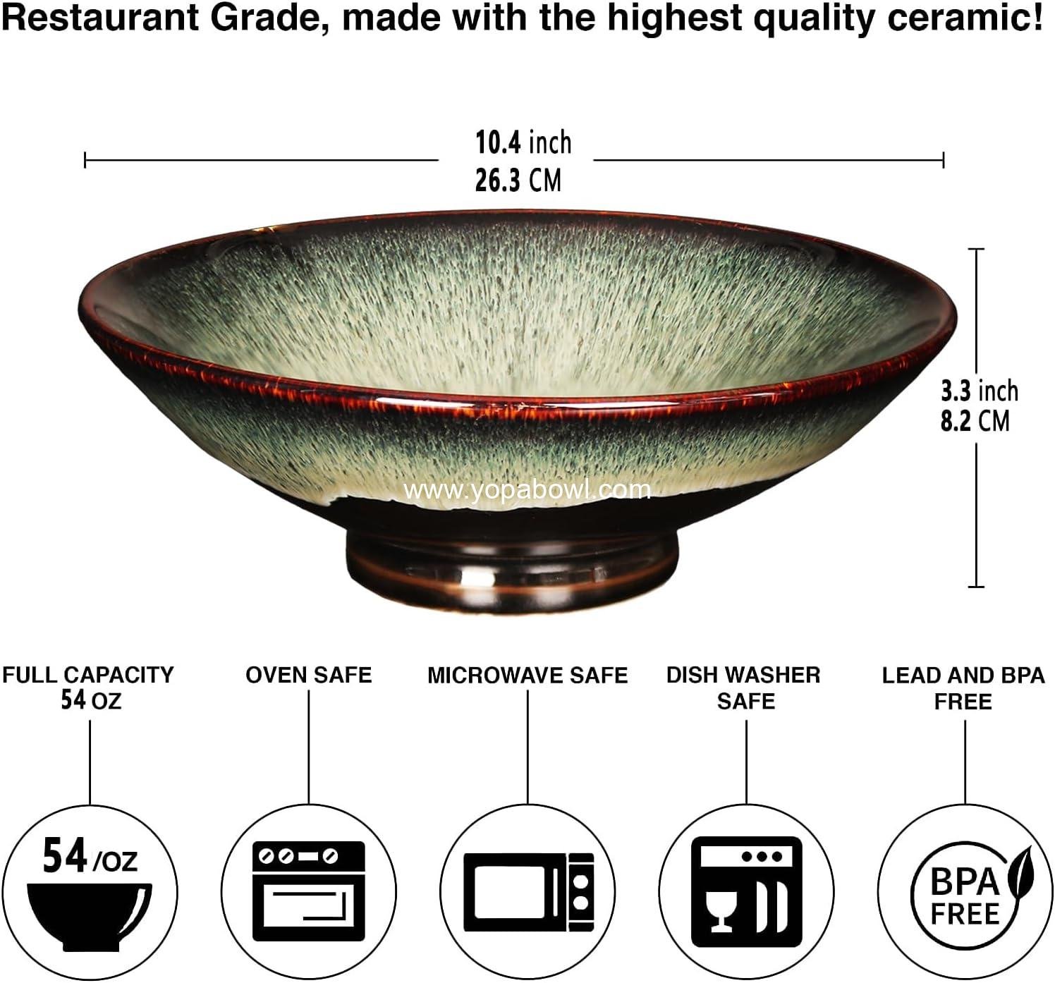 Wholesale Ceramic Ramen Noodle Soup Bowl Set of 2, 10.4 Inch for Ramen, Pho, Soup, Salad, Pasta, Udon, and Chinese Dishes - Microwave, Dishwasher, Oven Safe, Black Factory