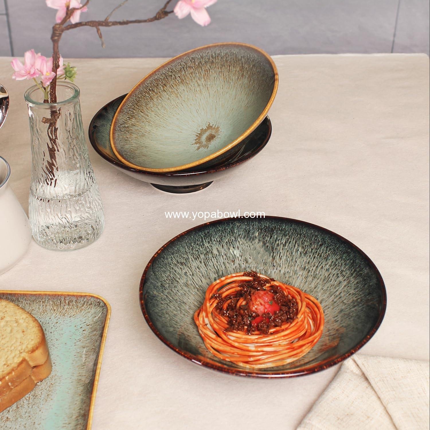 Wholesale Ceramic Ramen Noodle Soup Bowl Set of 2, 10.4 Inch for Ramen, Pho, Soup, Salad, Pasta, Udon, and Chinese Dishes - Microwave, Dishwasher, Oven Safe, Black Factory