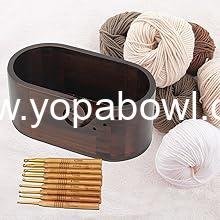 Wholesale Wooden Oval Yarn Bowl with 3 Holes and 9 Knitting Hooks - Large Handmade Crochet Yarn Holder and Storage for Crocheters Factory