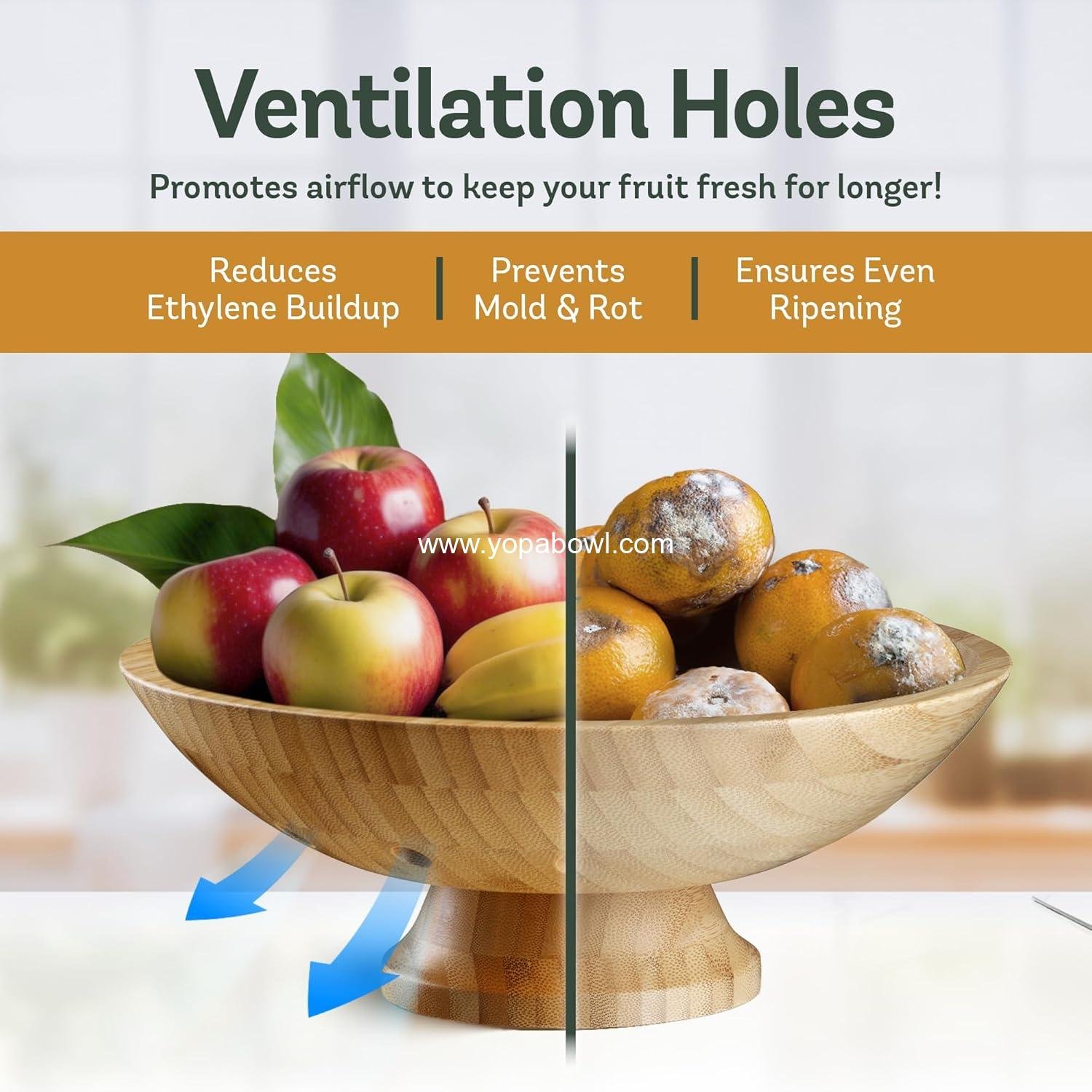 Wholesale Large Decorative Wooden Fruit Bowl - Modern Pedestal Serving Bowl for Kitchen Counter, Dining Table, Centerpiece, Entryway, Ideal for Fruits, Salads, and Keys - Factory