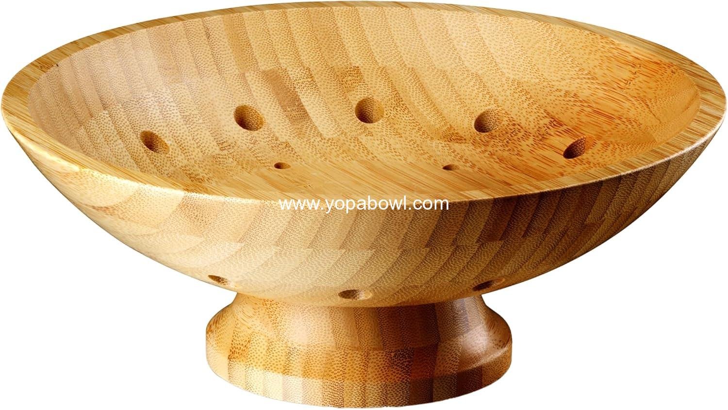 Wholesale Large Decorative Wooden Fruit Bowl - Modern Pedestal Serving Bowl for Kitchen Counter, Dining Table, Centerpiece, Entryway, Ideal for Fruits, Salads, and Keys - Factory