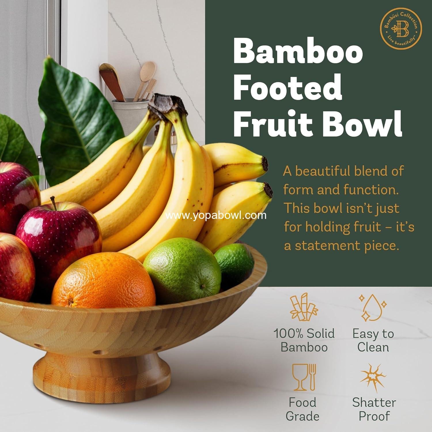 Wholesale Large Decorative Wooden Fruit Bowl - Modern Pedestal Serving Bowl for Kitchen Counter, Dining Table, Centerpiece, Entryway, Ideal for Fruits, Salads, and Keys - Factory