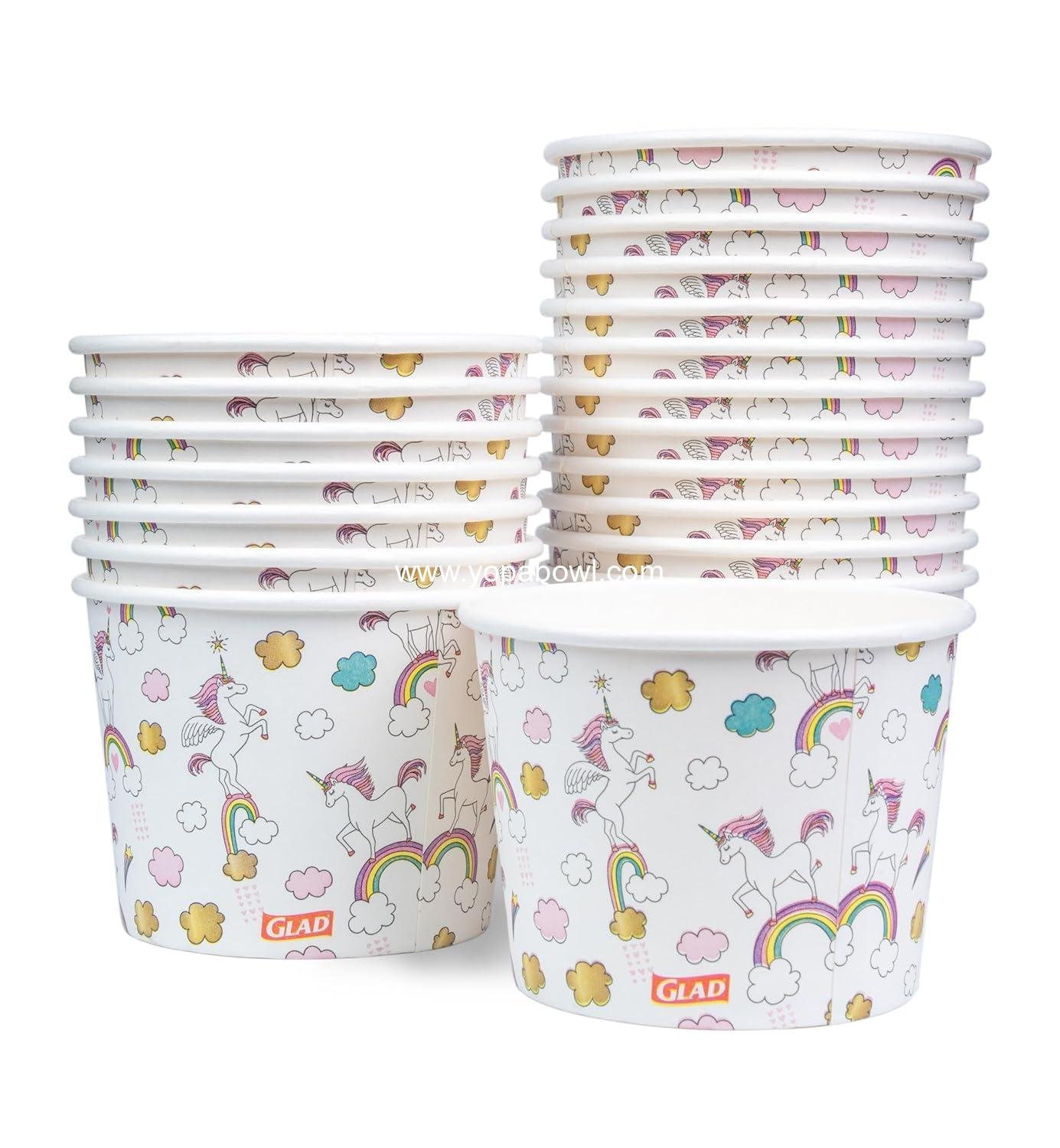 Wholesale Unicorn Paper Snack Bowls - Heavy Duty Microwavable Disposable Cups for Soup or Ice Cream, 12 Ounce, 20 Count, Factory