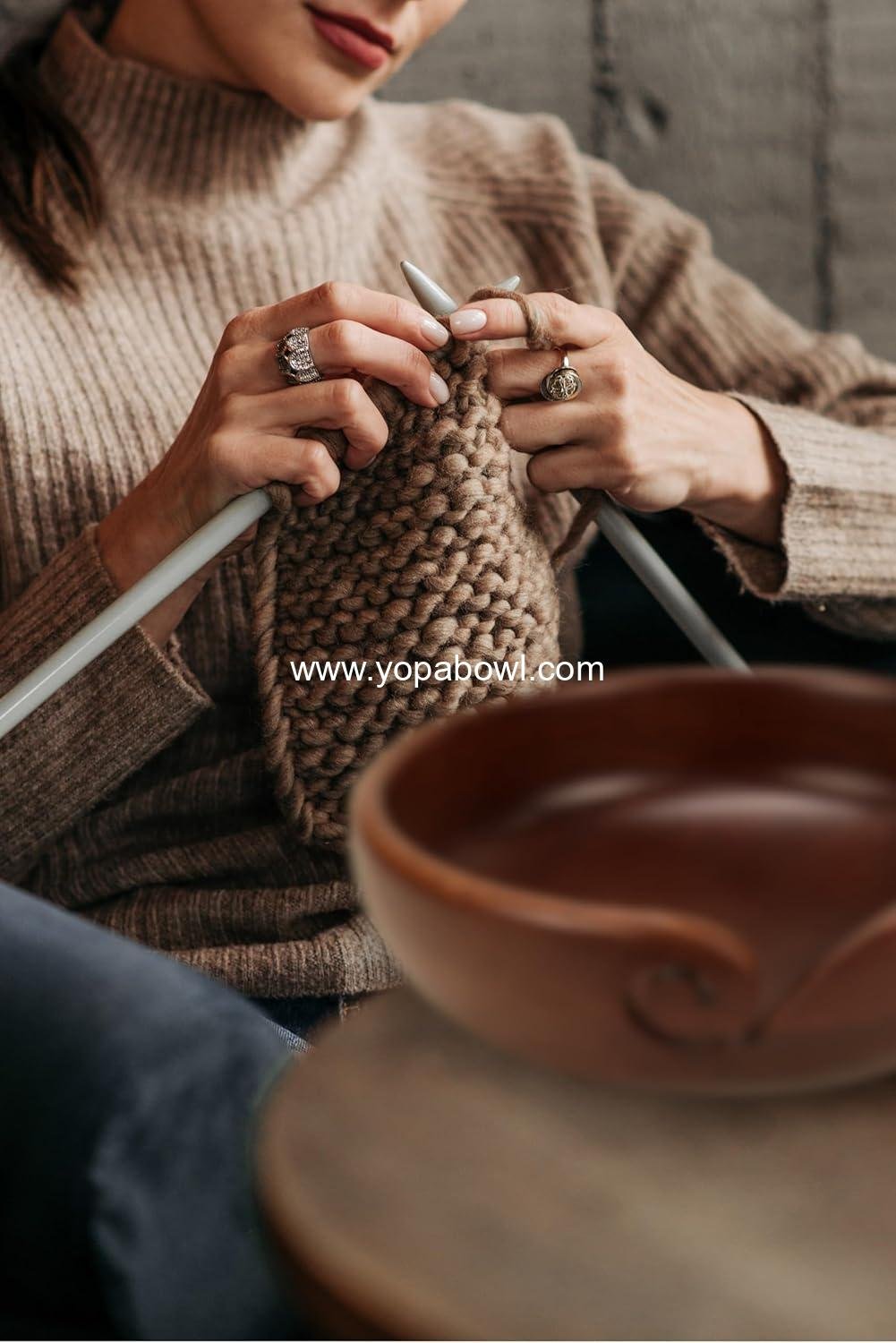 Wholesale Large 8-Inch Wood Yarn Bowl for Holding Cakes, Skeins, or Balls for Crochet and Knitting Dispensing Yarn Factory