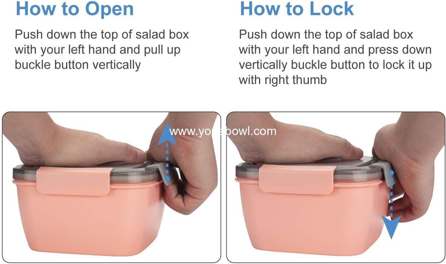 OEM 2 Pack 52 oz Salad Lunch Containers To Go, 3 Compartment Bowls with Dressing Containers for Toppings and Snacks - Pink & Green Factory