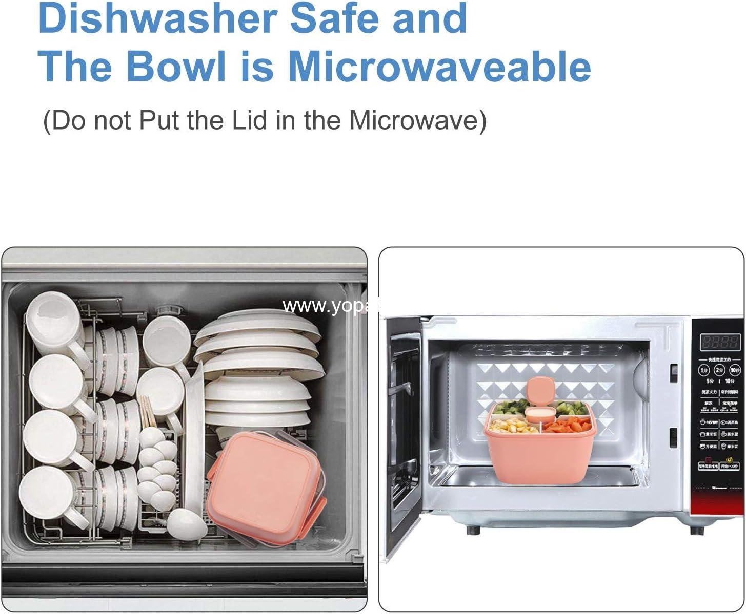 OEM 2 Pack 52 oz Salad Lunch Containers To Go, 3 Compartment Bowls with Dressing Containers for Toppings and Snacks - Pink & Green Factory