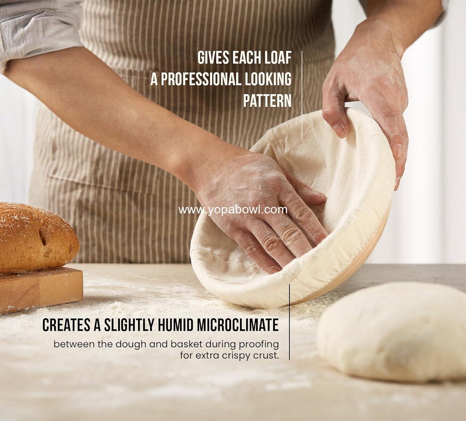 Wholesale Sourdough Proofing Basket Set, 9 Inch Round Rattan Bread Banneton with Cloth Liners, Artisan Bread Making Baskets, Set of 2, Factory Wholesale Sourdough Proofing Basket Set, 9 Inch Round Rattan Bread Banneton with Cloth Liners, Artisan Bread Making Baskets, Set of 2, Factory