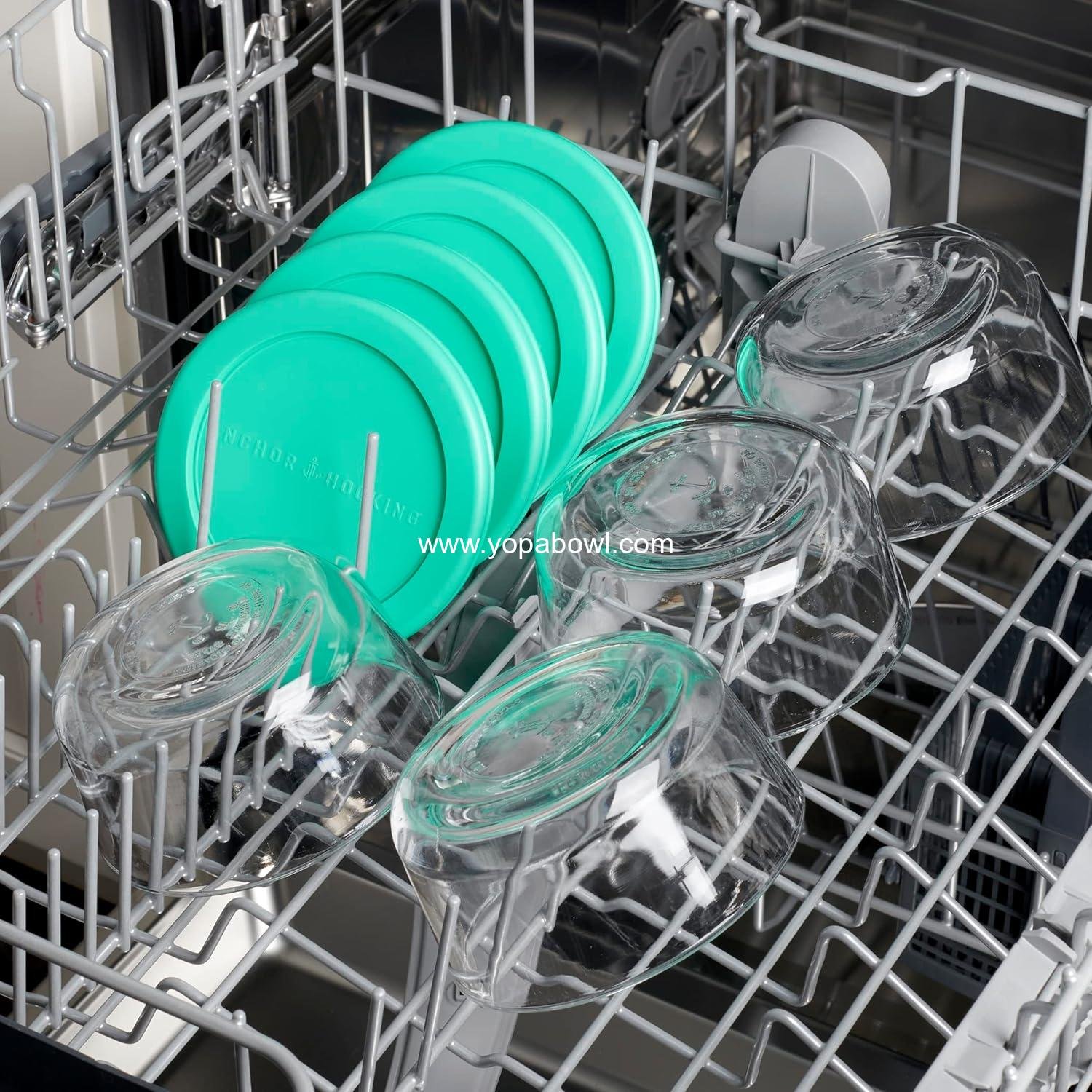 Wholesale 2 Cup Glass Storage Containers with Lids, Set of 4 Food Storage Containers with Mint SnugFit Lids, Manufacturer