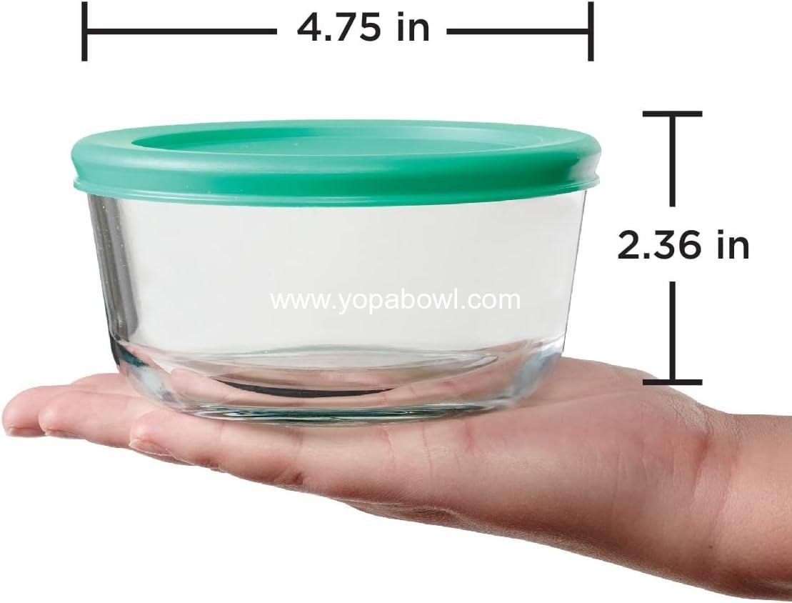 Wholesale 2 Cup Glass Storage Containers with Lids, Set of 4 Food Storage Containers with Mint SnugFit Lids, Manufacturer