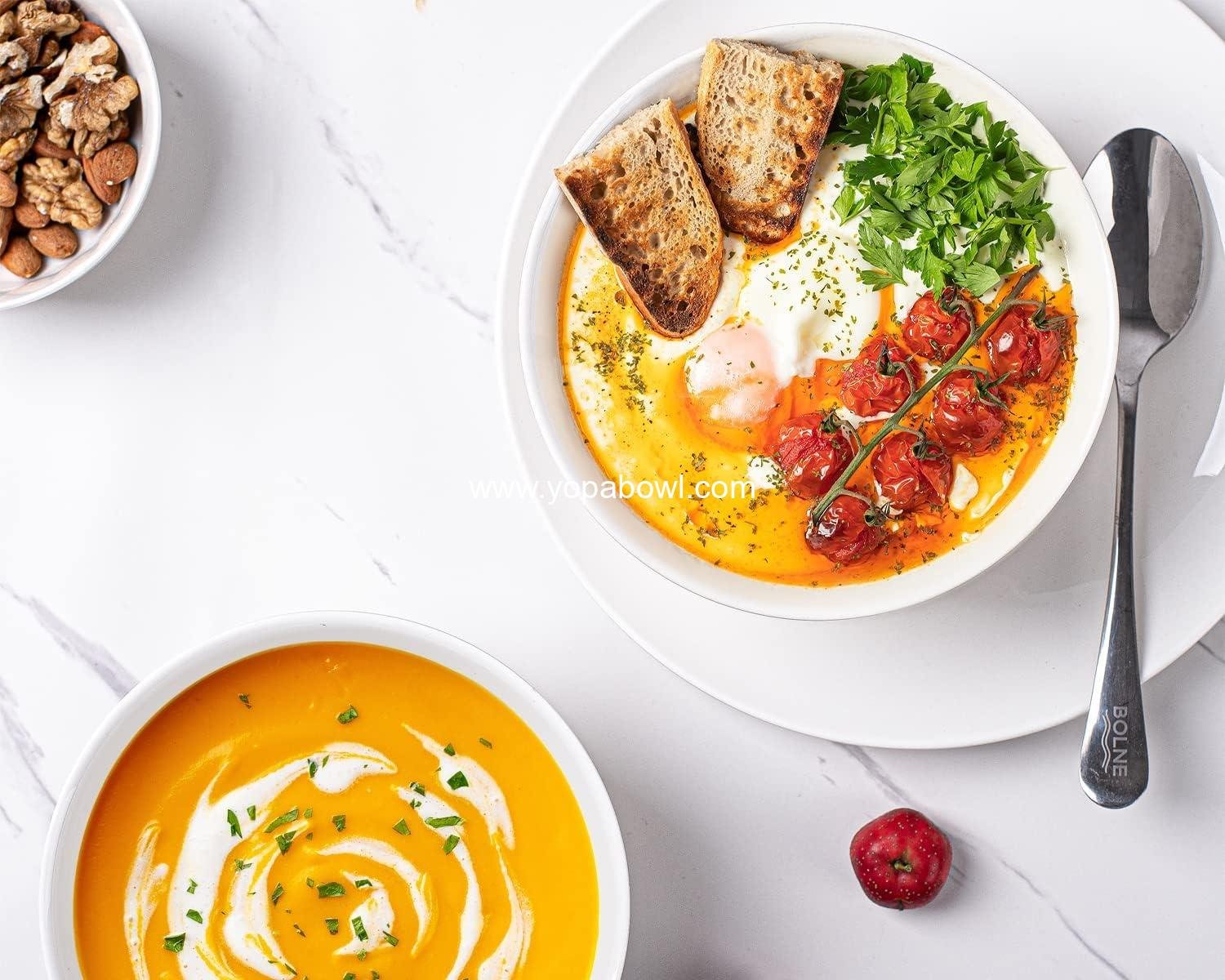 Wholesale Ultra-Strong 22 Ounce 6-Inch White Ceramic Soup and Cereal Bowls Set of 6, Dishwasher and Microwave Safe for Snacks, Rice, Pasta, Salad, and Oatmeal Factory