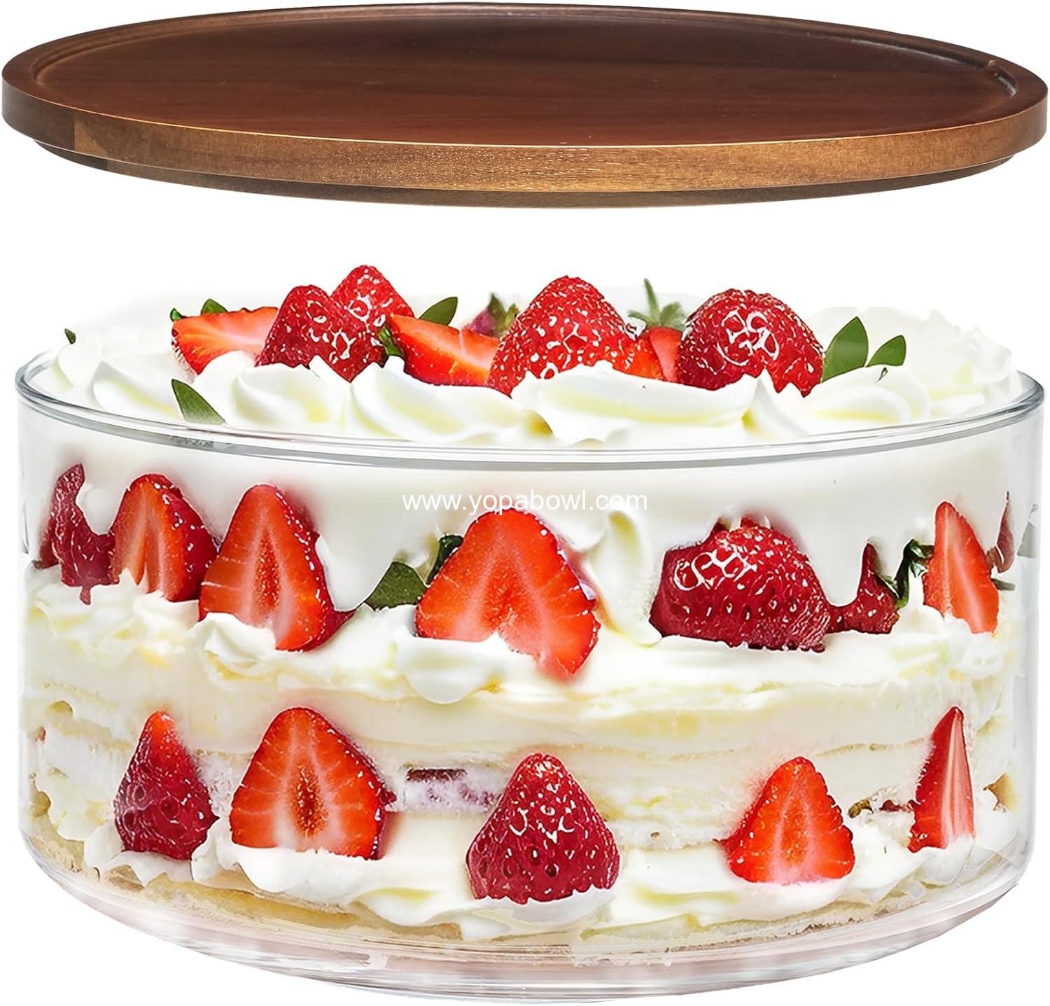 Large Salad Bowl with Lid, 10" Large Glass Trifle Bowl, 183oz Versatile Mixing Bowl with Lid, Centerpiece Glass Serving Dish for Salads, Ice Cream, Cakes, Dessert, Fruit, Chips, Baking, Microwave Safe