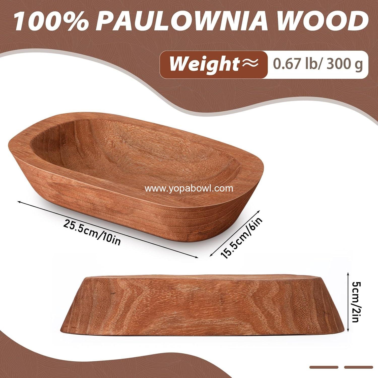 Wholesale 4 Pcs Rustic Wooden Dough Bowls - Decorative Table Centerpiece for Living Room and Kitchen, Brown, 10