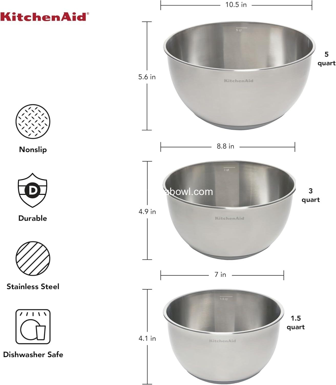 Wholesale Stainless Steel Mixing Bowls Set of 3 - Factory