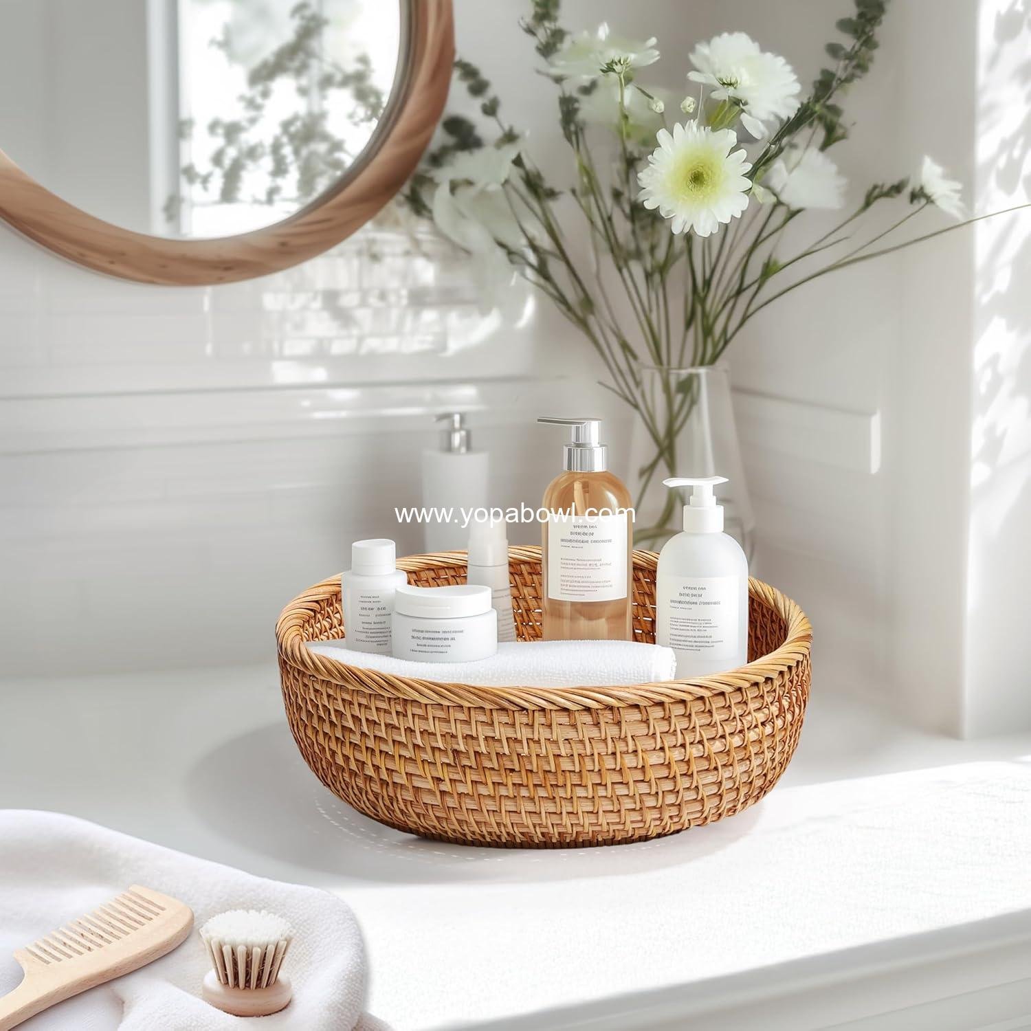 OEM Honey Brown Natural Rattan Bread Basket Set of 3 - Handwoven Round Wicker Bowls for Fruit, Snacks, Kitchen Organization | Stackable Farmhouse Decor Factory OEM Honey Brown Natural Rattan Bread Basket Set of 3 - Handwoven Round Wicker Bowls for Fruit, Snacks, Kitchen Organization | Stackable Farmhouse Decor Factory