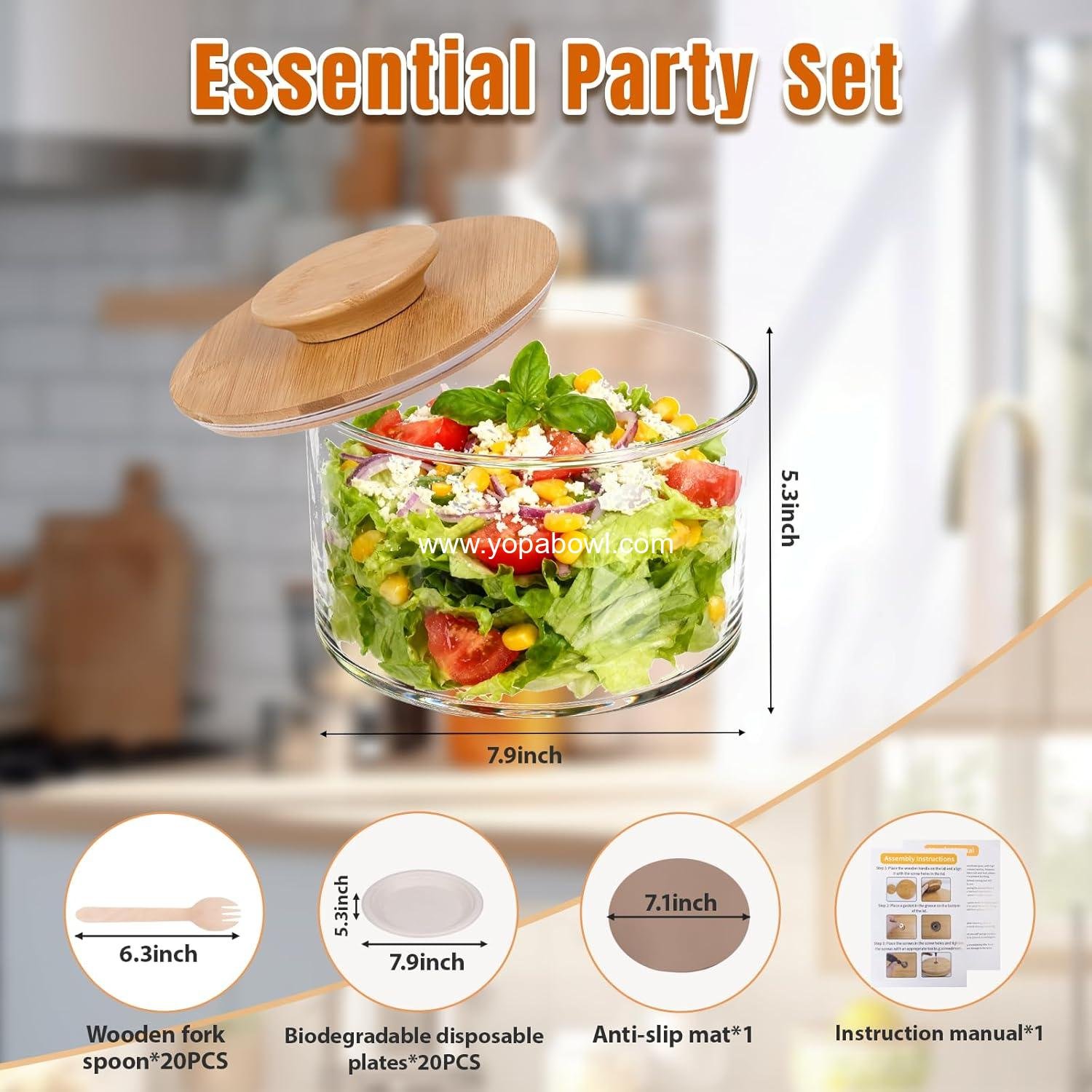 Wholesale 141oz Trifle Bowl with Lid, High Borosilicate Glass Serving Bowl with Bamboo Cover, 2-in-1 Pedestal Salad Bowl & Trifle Dish, Includes 20 Forks & Plates for Party Factory Wholesale 141oz Trifle Bowl with Lid, High Borosilicate Glass Serving Bowl with Bamboo Cover, 2-in-1 Pedestal Salad Bowl & Trifle Dish, Includes 20 Forks & Plates for Party Factory