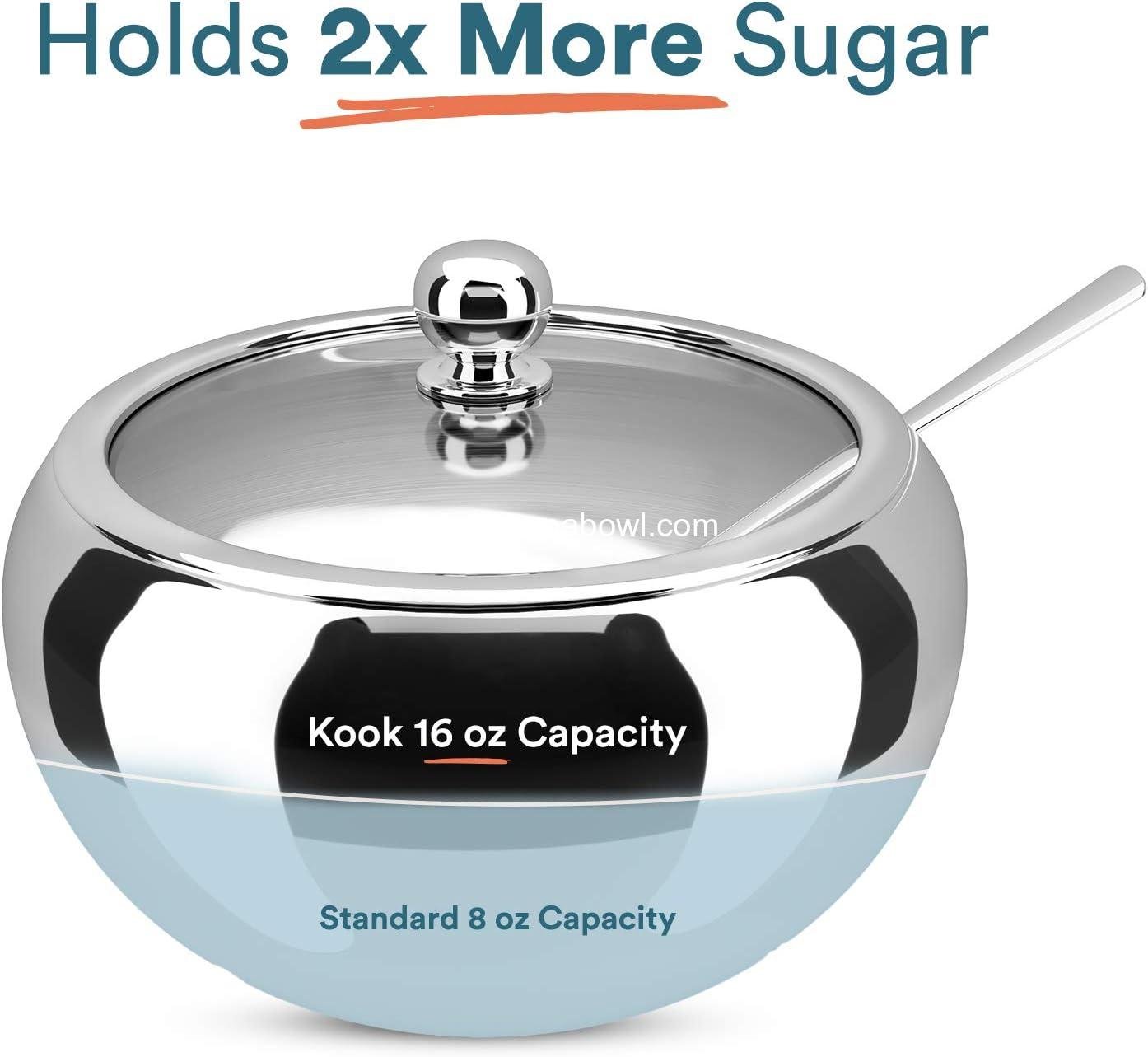 Wholesale Stainless Steel Sugar Bowl with Lid and Spoon, 16 Oz Container for Salt and Coffee, Dishwasher Safe, 2 Cup Capacity - Factory