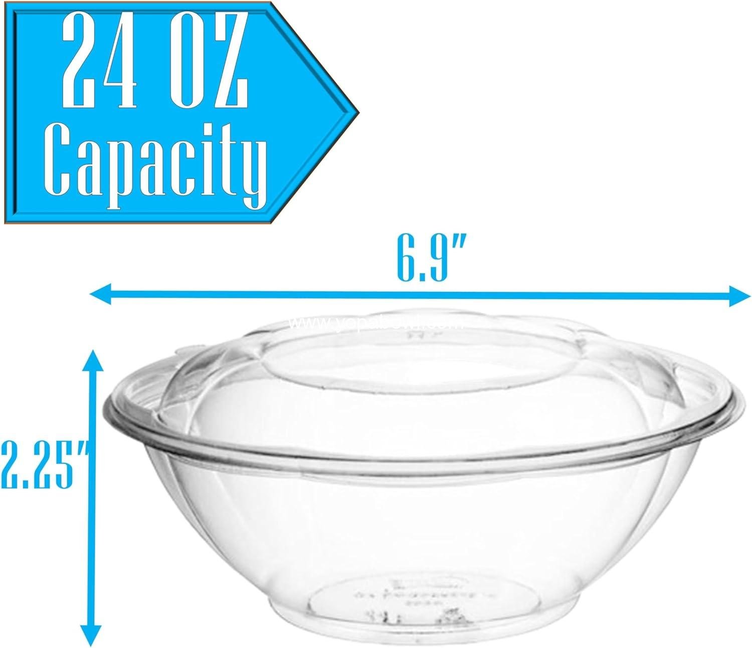 Wholesale 50 Pack Clear 24 Ounce Plastic Salad Bowls with Snap-On Lids - Airtight Disposable Containers for Lunch, Meal Prep, and Parties - Ideal for Salad Use, Factory